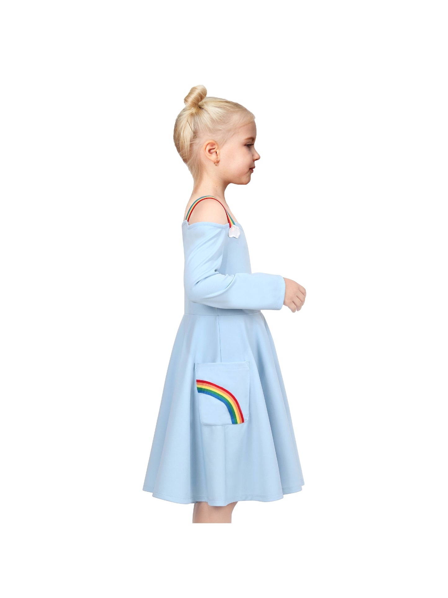 Girls Dress Unicorn Rainbow Casual Long Sleeve Blue
