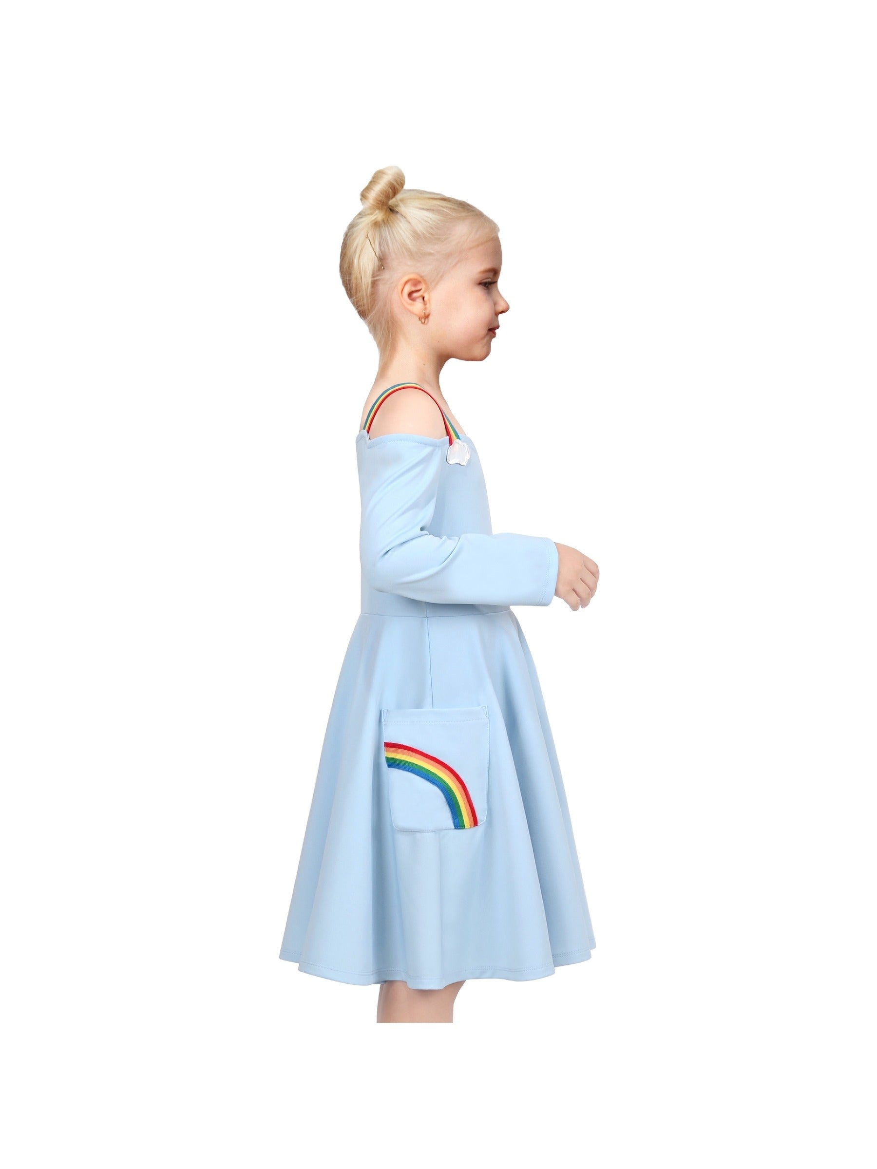 Girls Dress Unicorn Rainbow Casual Long Sleeve Blue