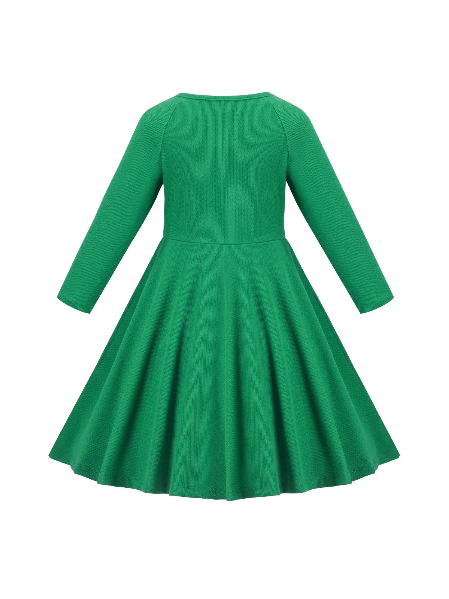 Girls Dress Rose Pink Cable Knit Striped Casual Long Sleeve Cotton Green