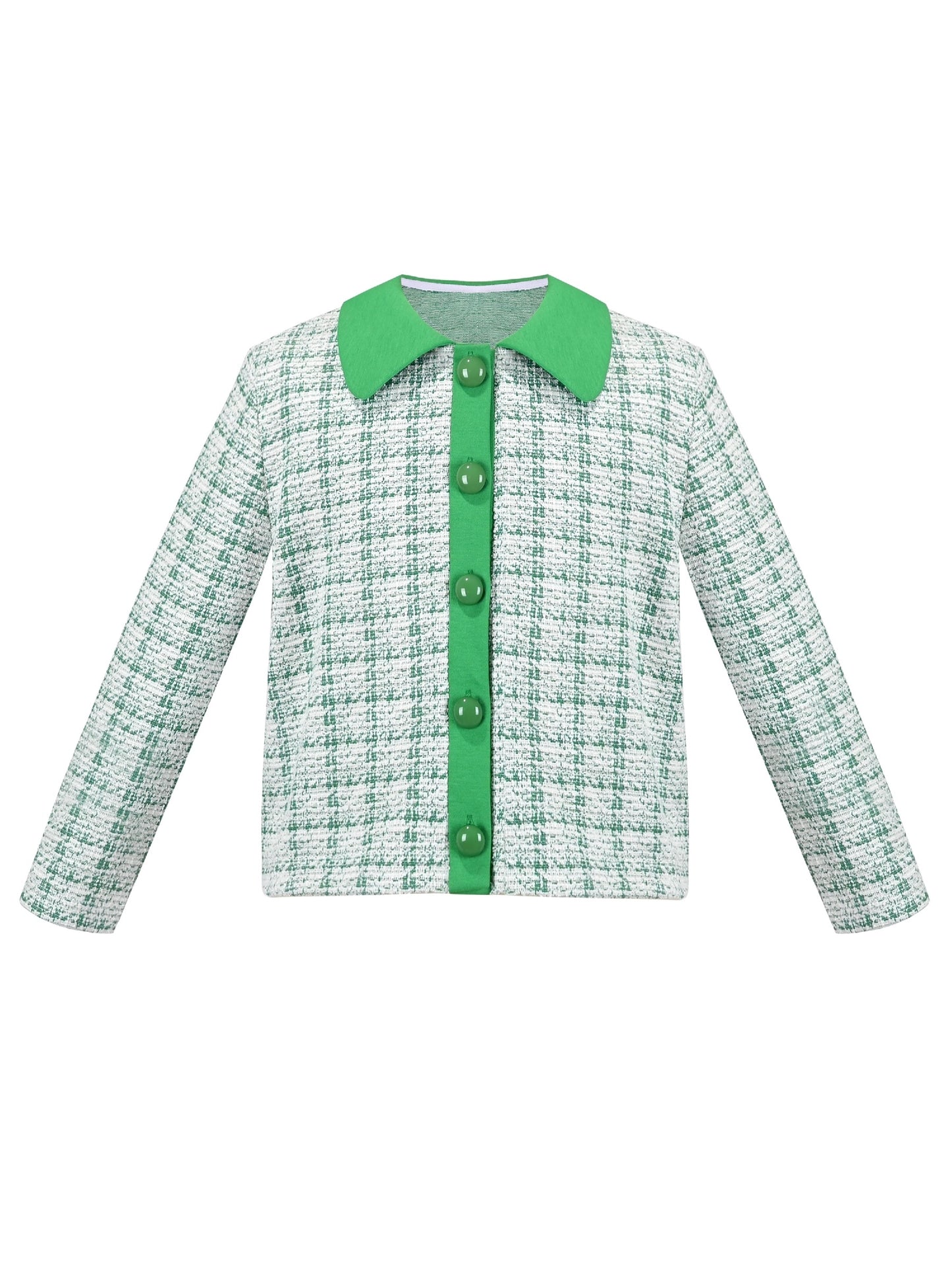 Girls Pink Top Tee Heart Button Ruffle Collar Long Sleeve Casual Green