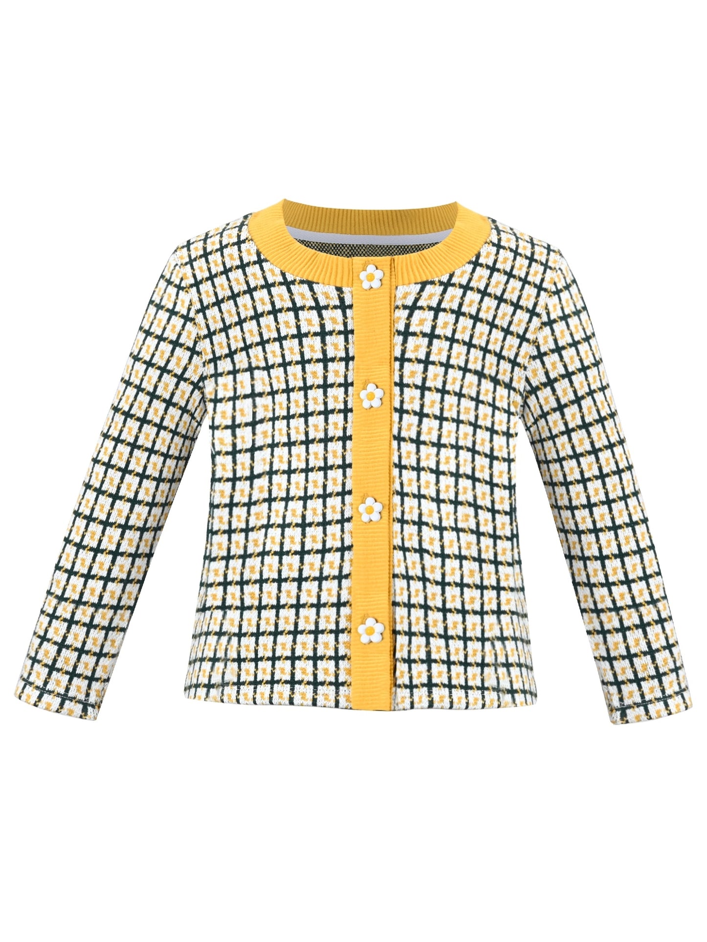 Girls Pink Top Tee Heart Button Ruffle Collar Long Sleeve Casual Yellow
