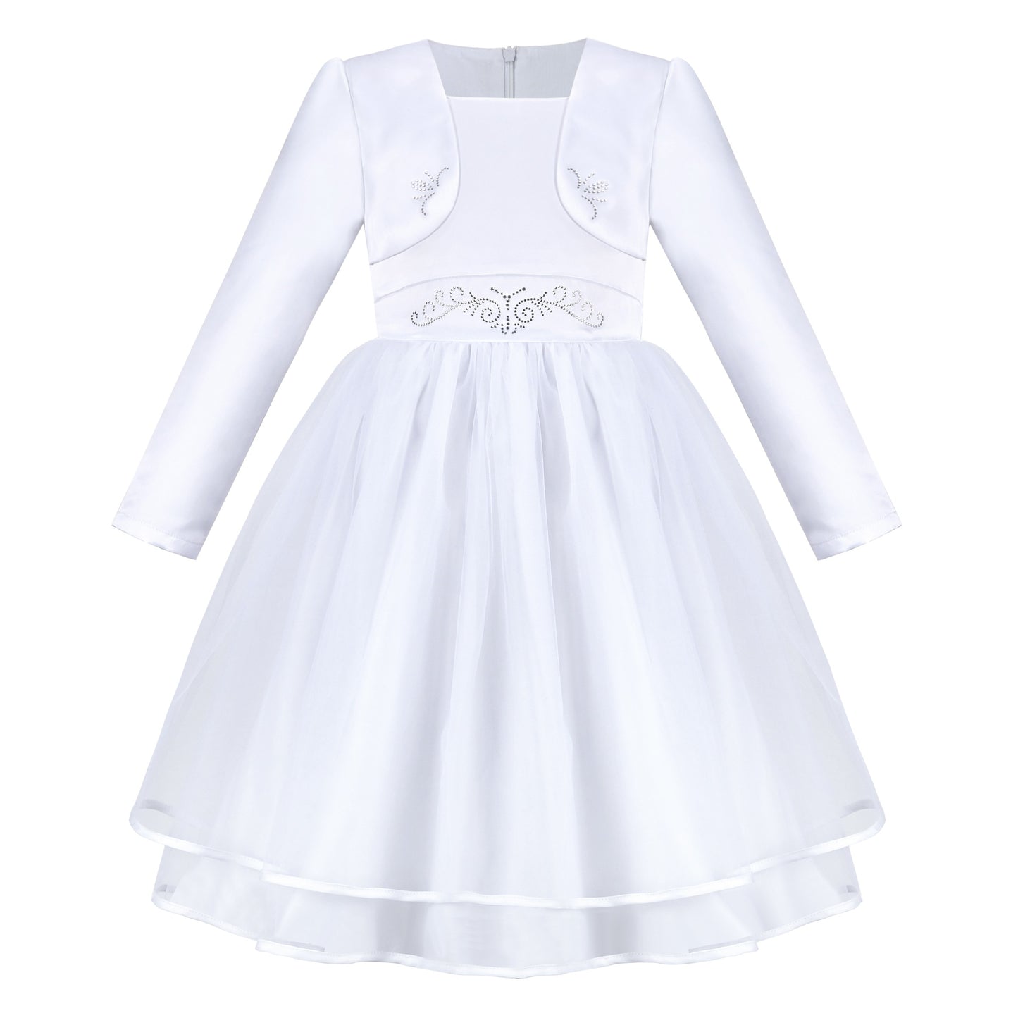 Flower Girls Dress White Layered Tulle Party Pageant Wedding Princess White