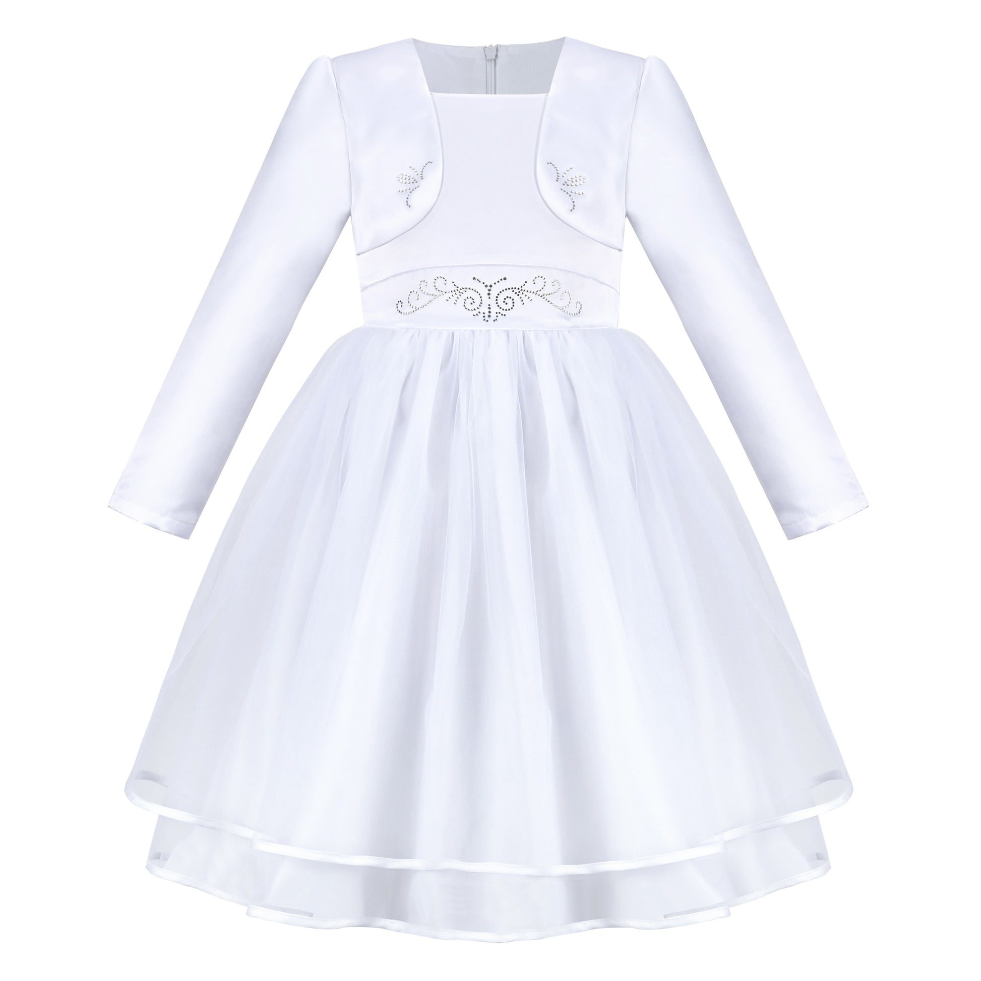Flower Girls Dress White Layered Tulle Party Pageant Wedding Princess White
