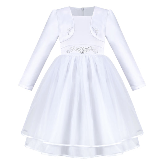 Flower Girls Dress White Layered Tulle Party Pageant Wedding Princess White