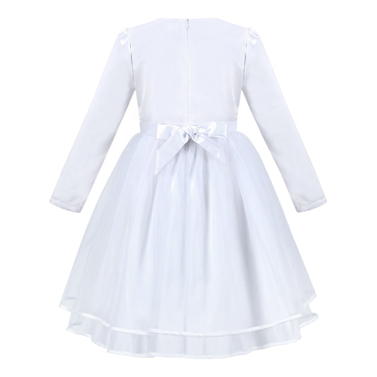Flower Girls Dress White Layered Tulle Party Pageant Wedding Princess White