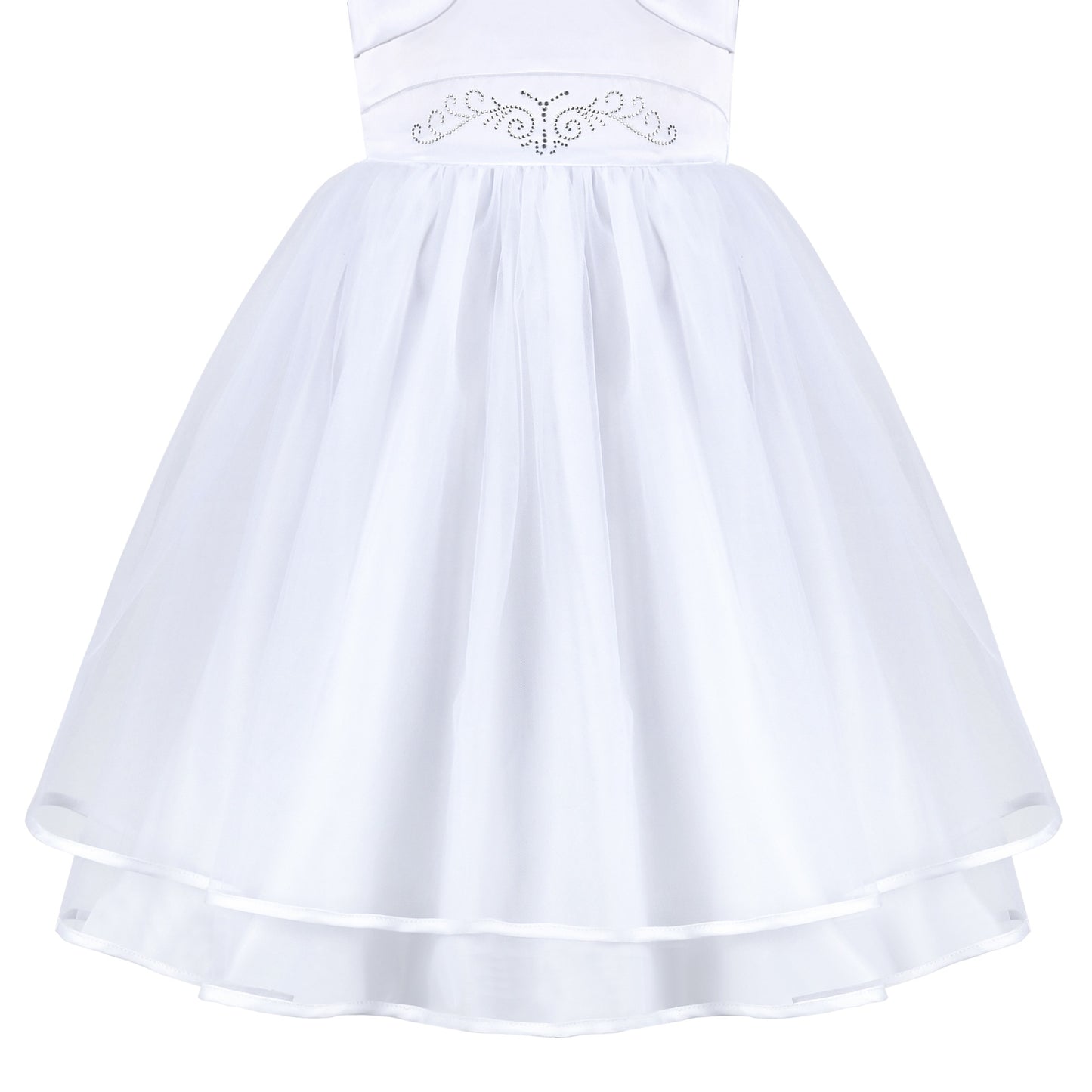 Flower Girls Dress White Layered Tulle Party Pageant Wedding Princess White