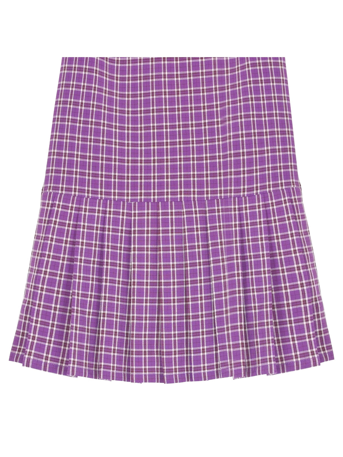 Girls Dress White Collar Back School Cotton Casual - Purple Plaid
