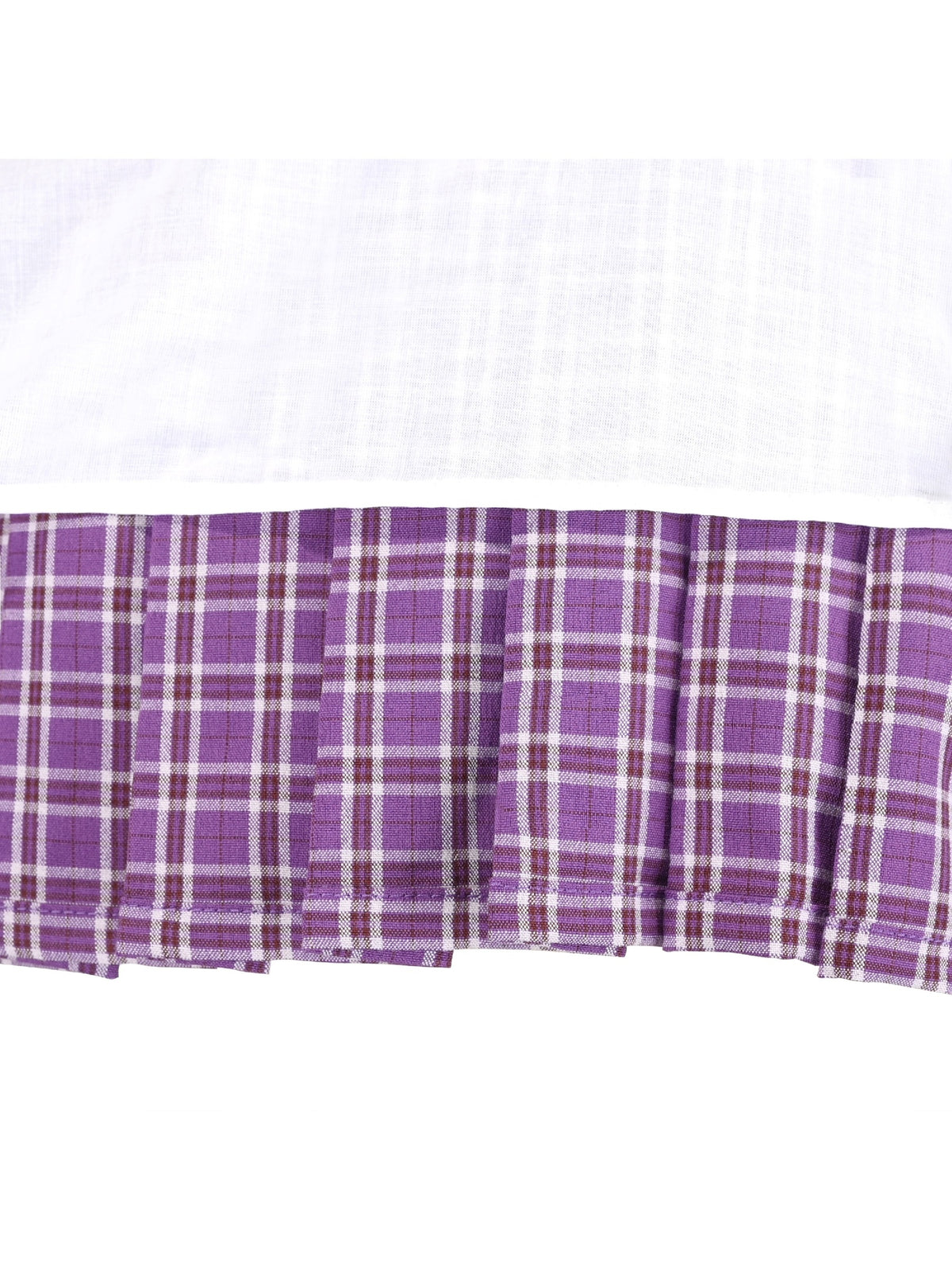 Girls Dress White Collar Back School Cotton Casual - Purple Plaid