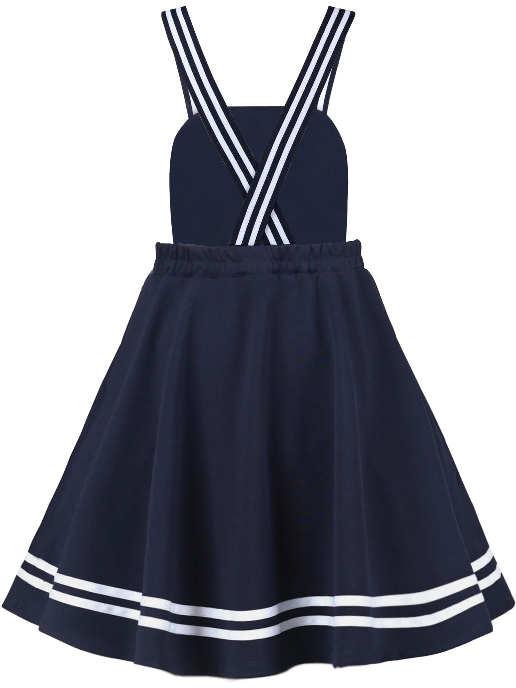 Girls Dress Blue Book Ruler Floral Spaghetti Strap Criss Cross School Blue
