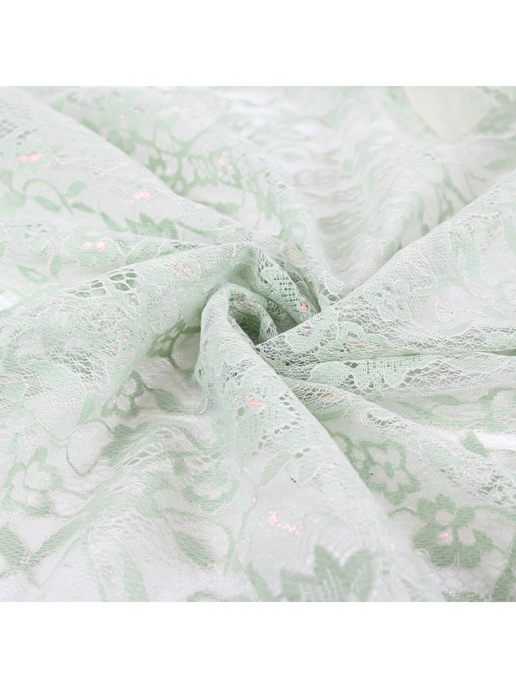 Girls Dress Flower Lace White Collar Skirt Dress Green
