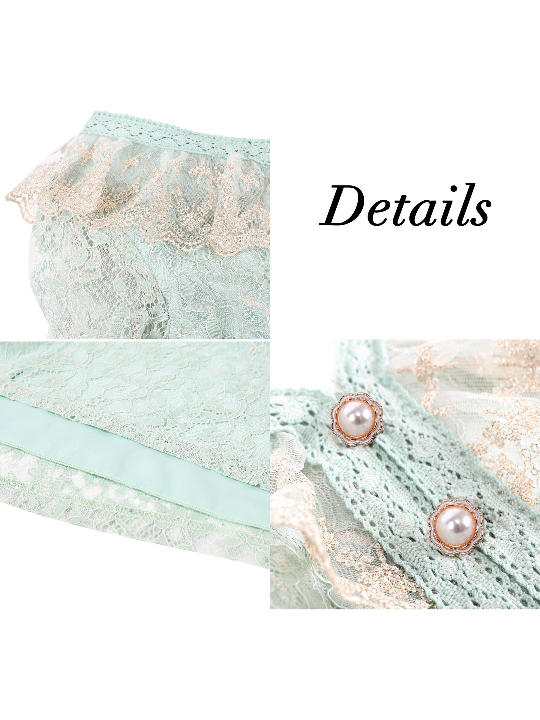 Girls Dress Flower Lace White Collar Skirt Dress Green