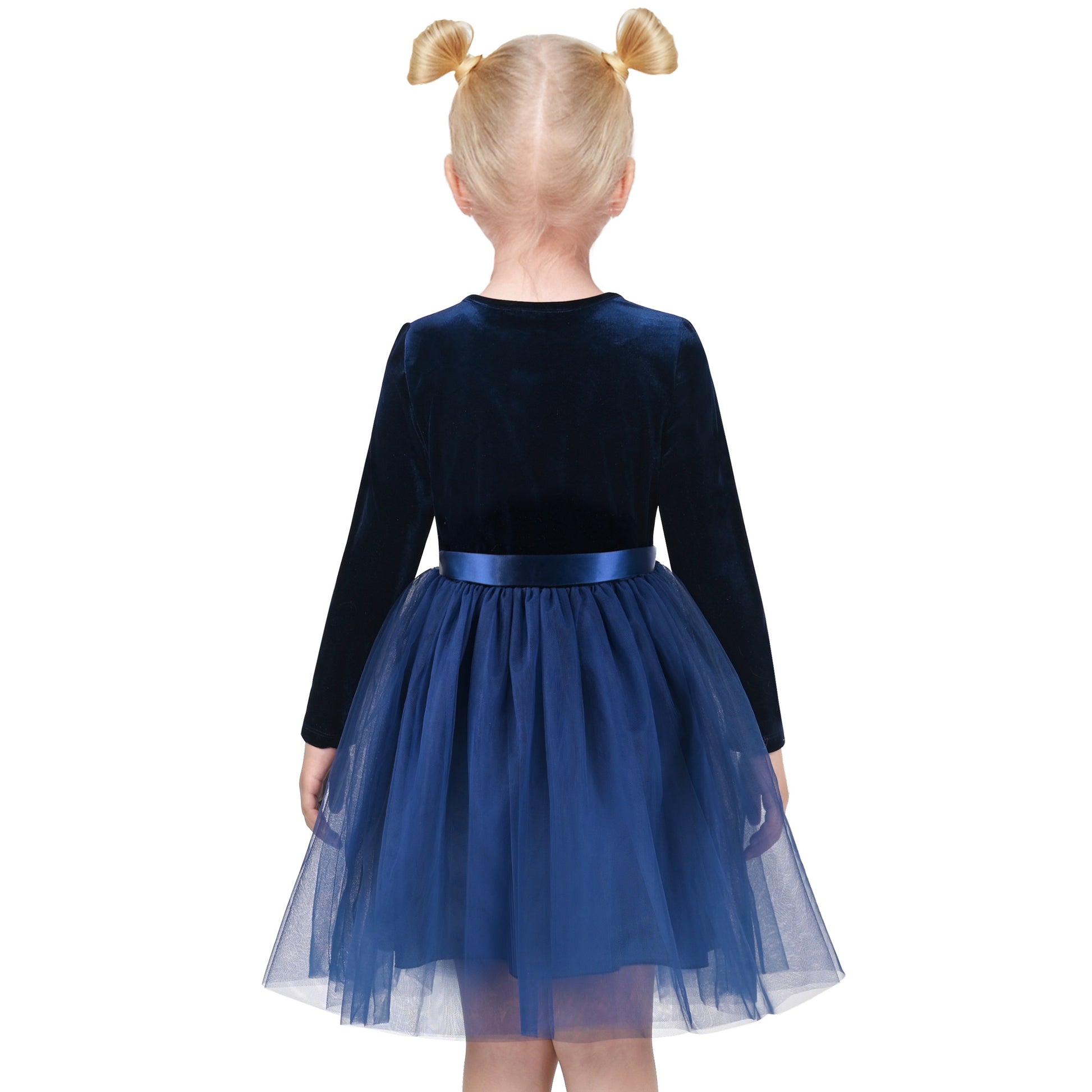 Girls Dress Black Heart Tulle Party Velvet Valentine's Day Party Blue