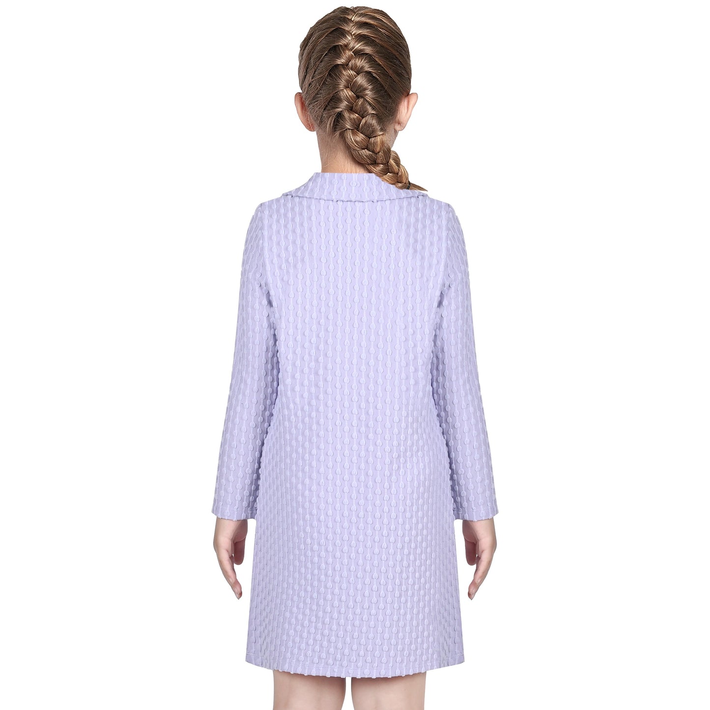 Girls Dress Purple Rib Knit Mock Turtleneck Straight Long Sleeve Winter Purple