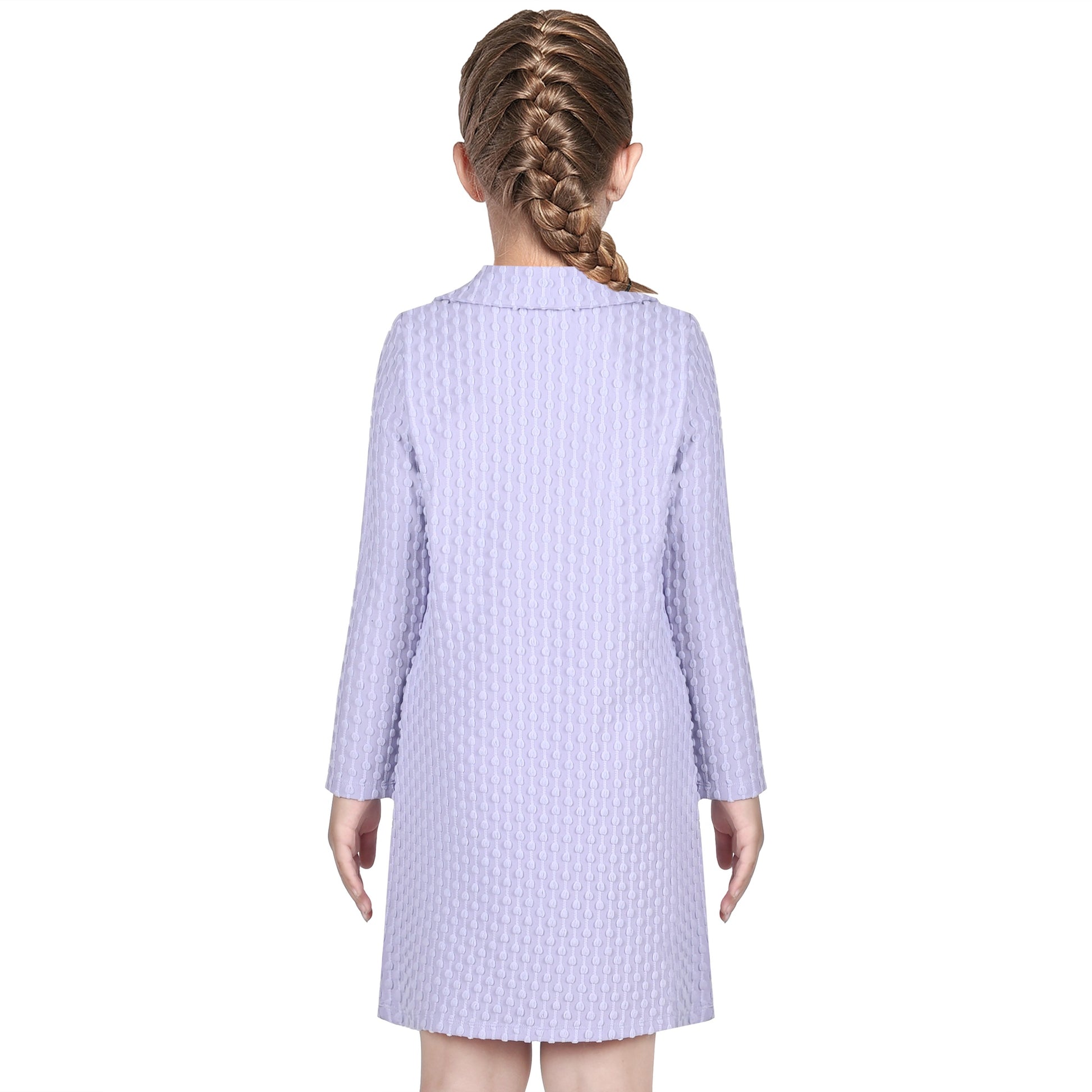 Girls Dress Purple Rib Knit Mock Turtleneck Straight Long Sleeve Winter Purple