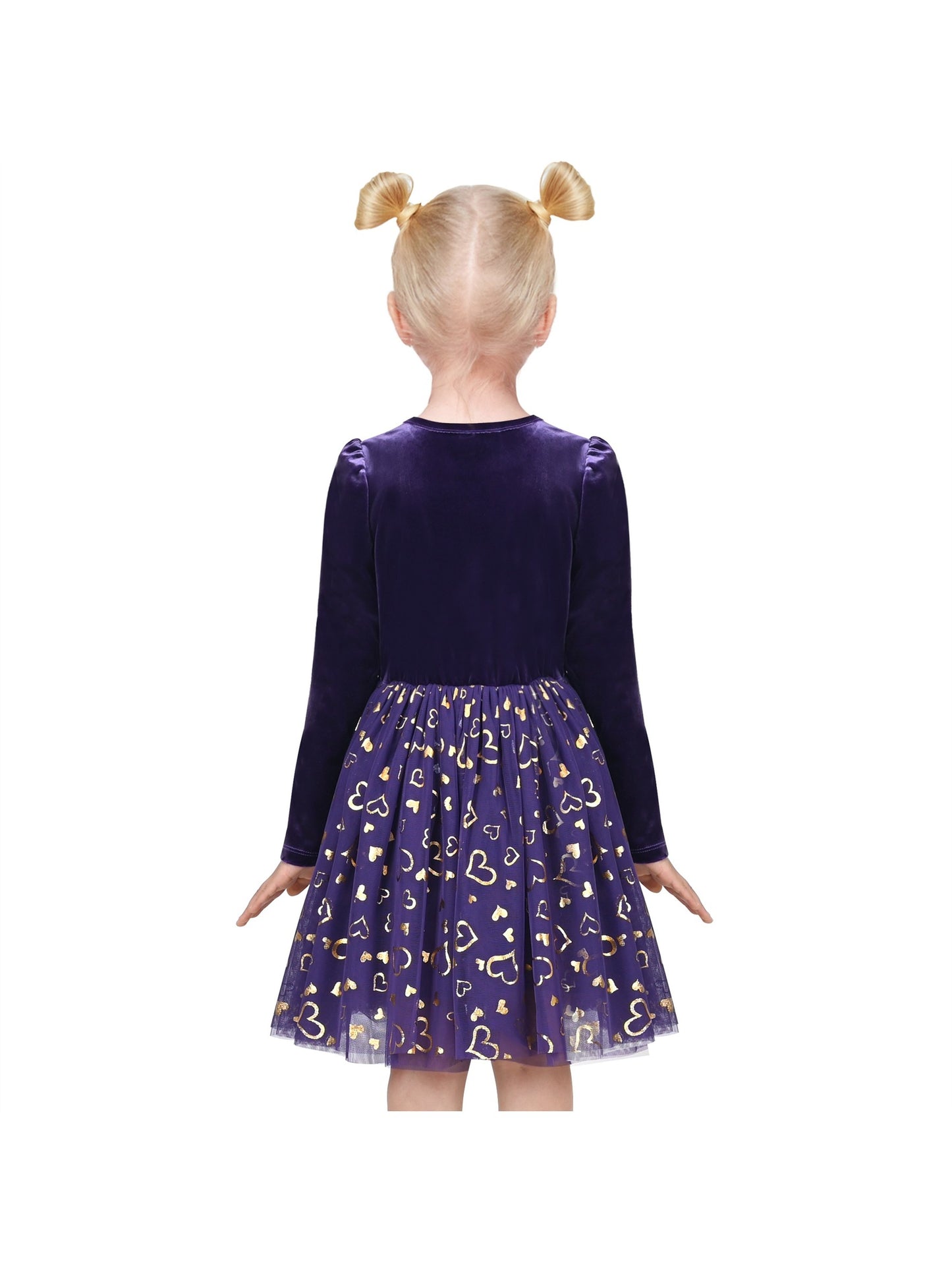 Girls Dress Black Heart Tulle Party Velvet Valentine's Day Party Purple