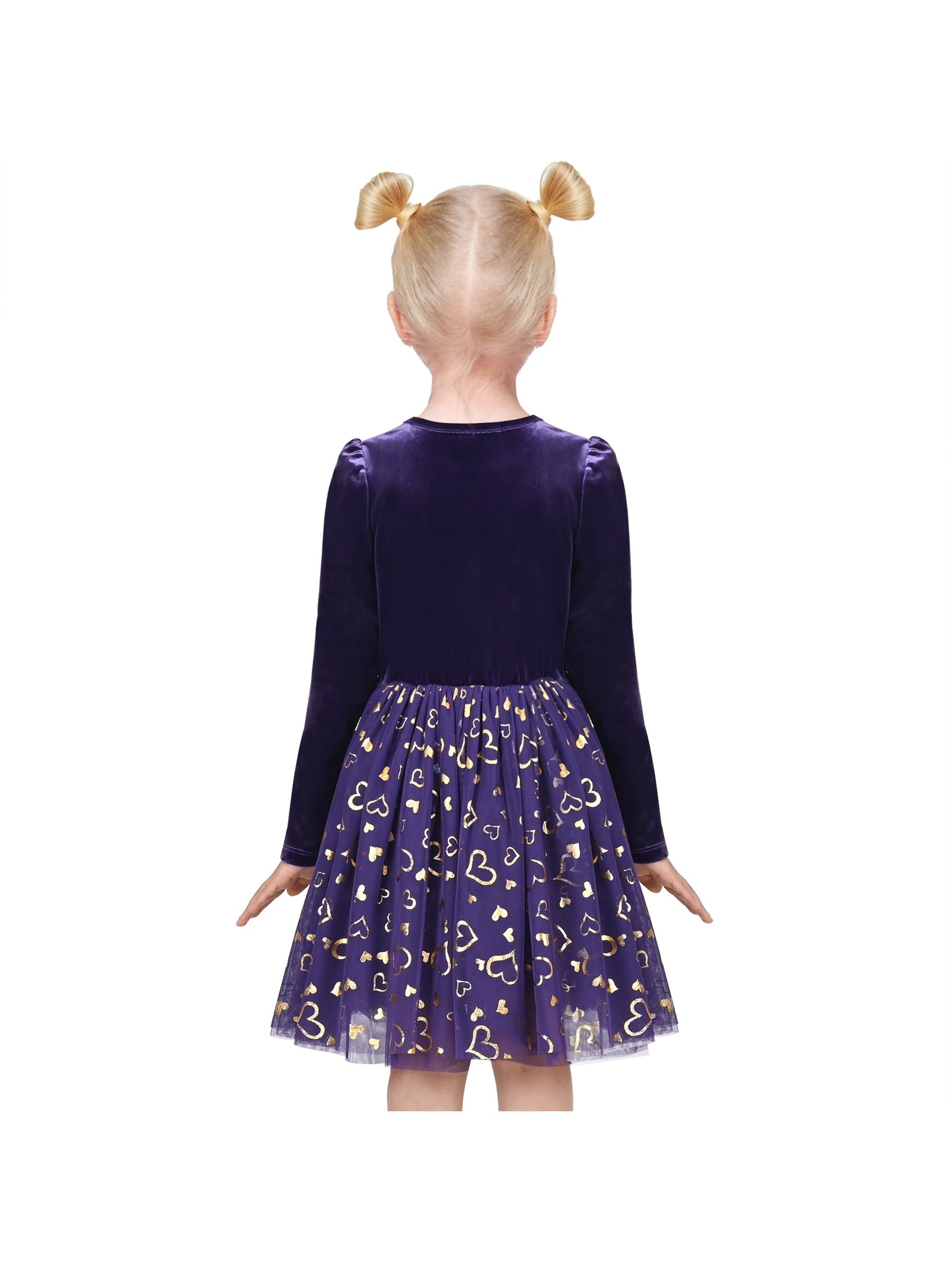 Girls Dress Black Heart Tulle Party Velvet Valentine's Day Party Purple