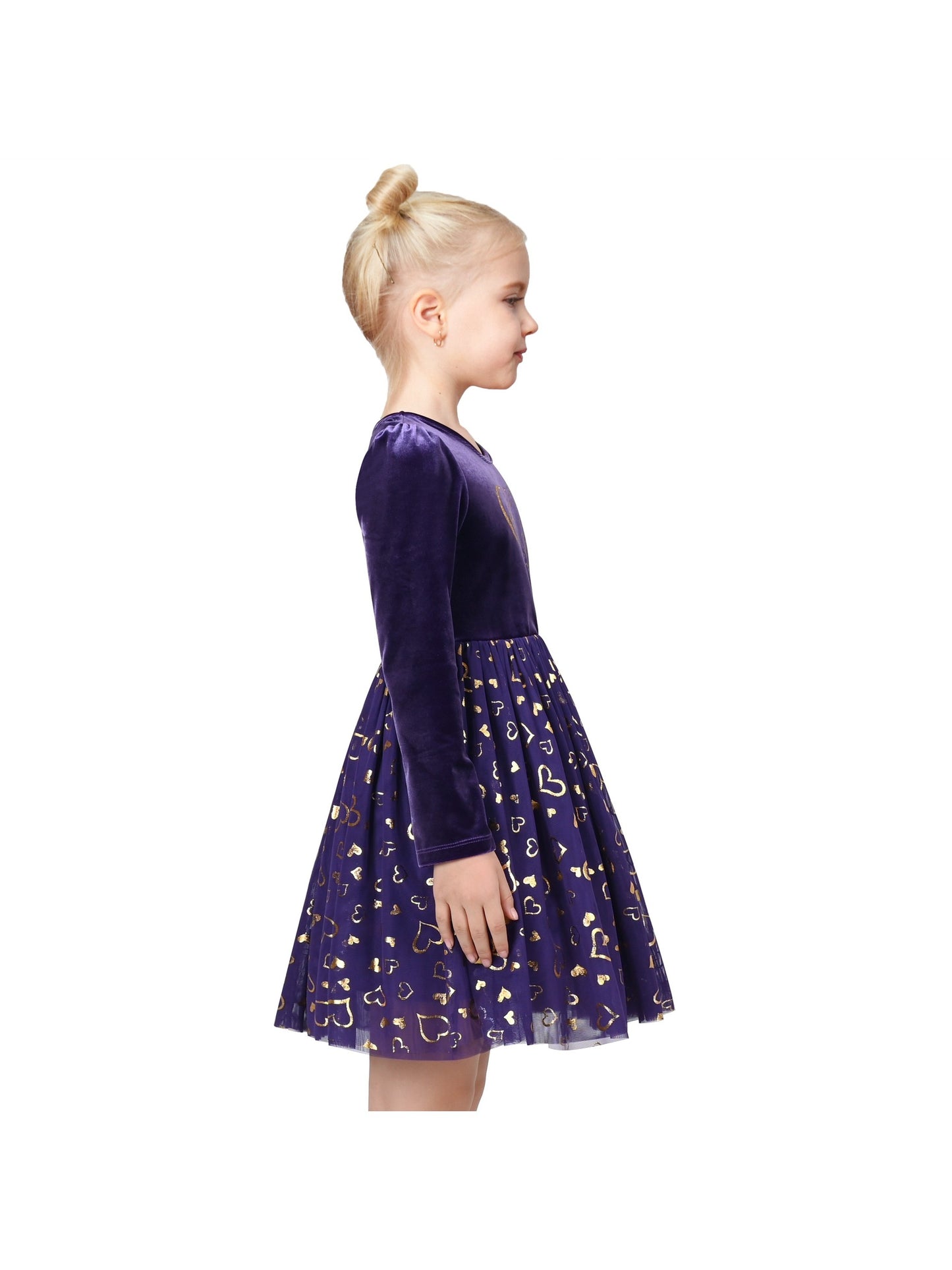 Girls Dress Black Heart Tulle Party Velvet Valentine's Day Party Purple