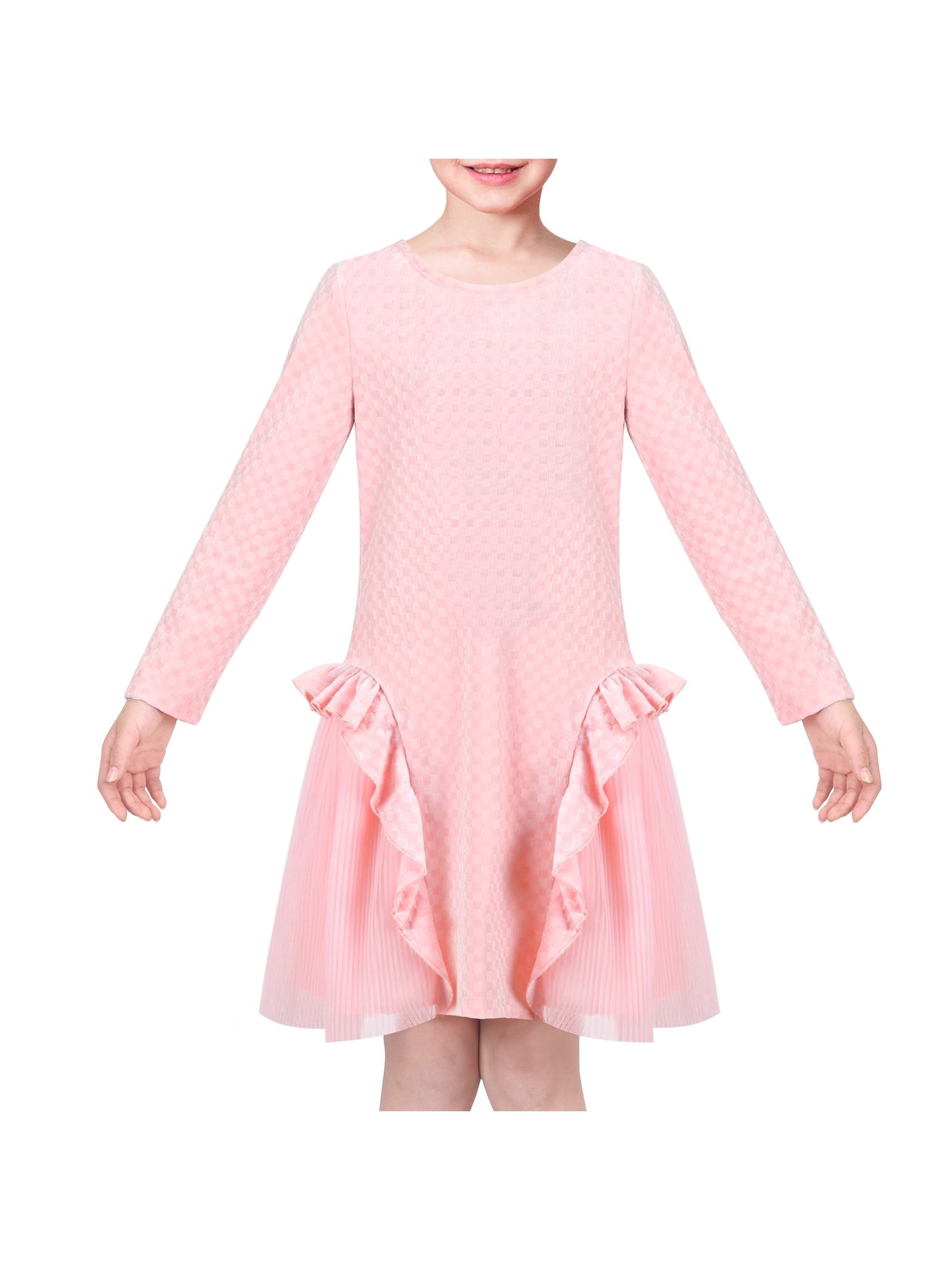 Girls Dress Christmas Santa Reindeer 2-in-1 Top Dress Pink