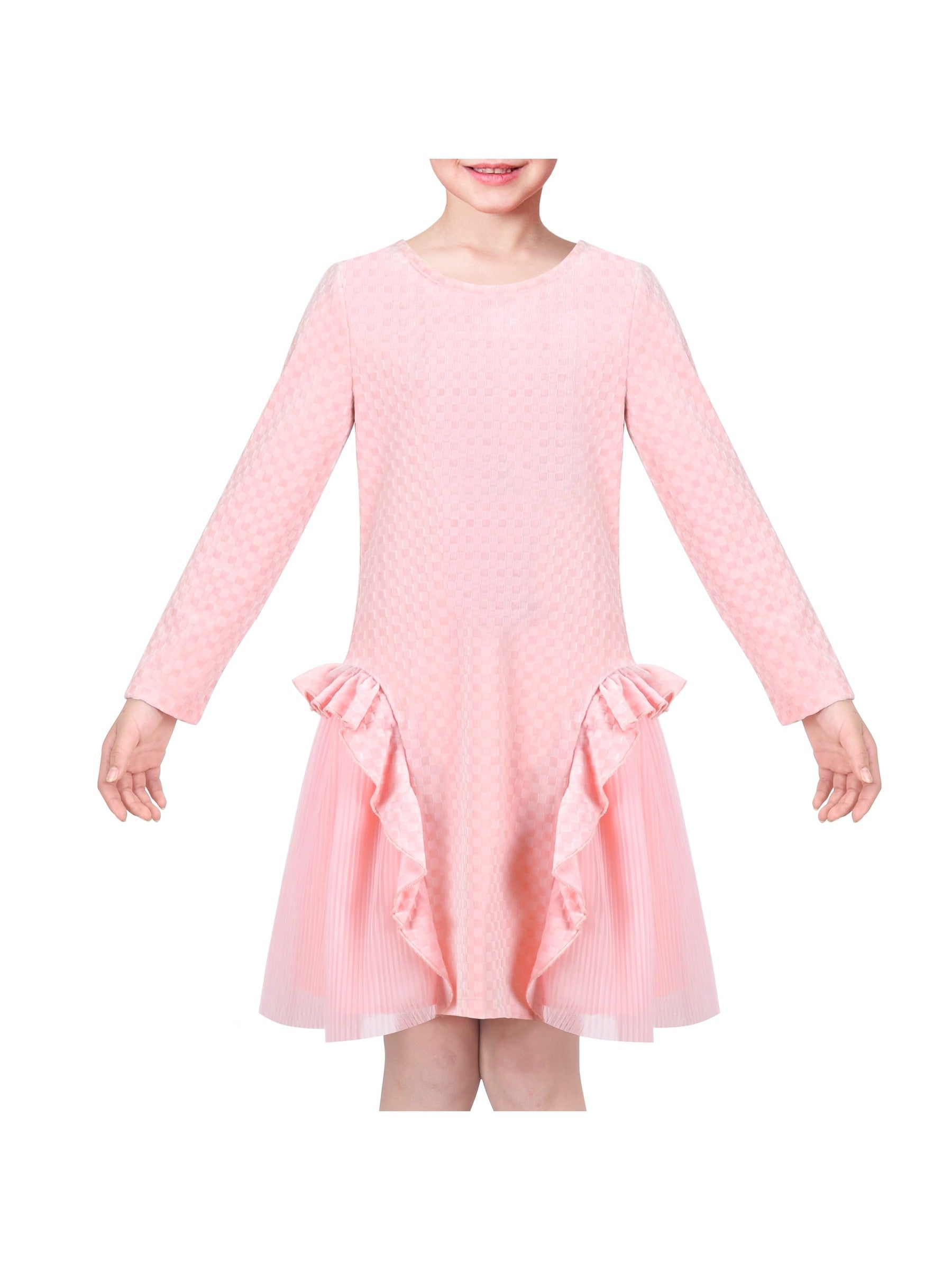 Girls Dress Christmas Santa Reindeer 2-in-1 Top Dress Pink