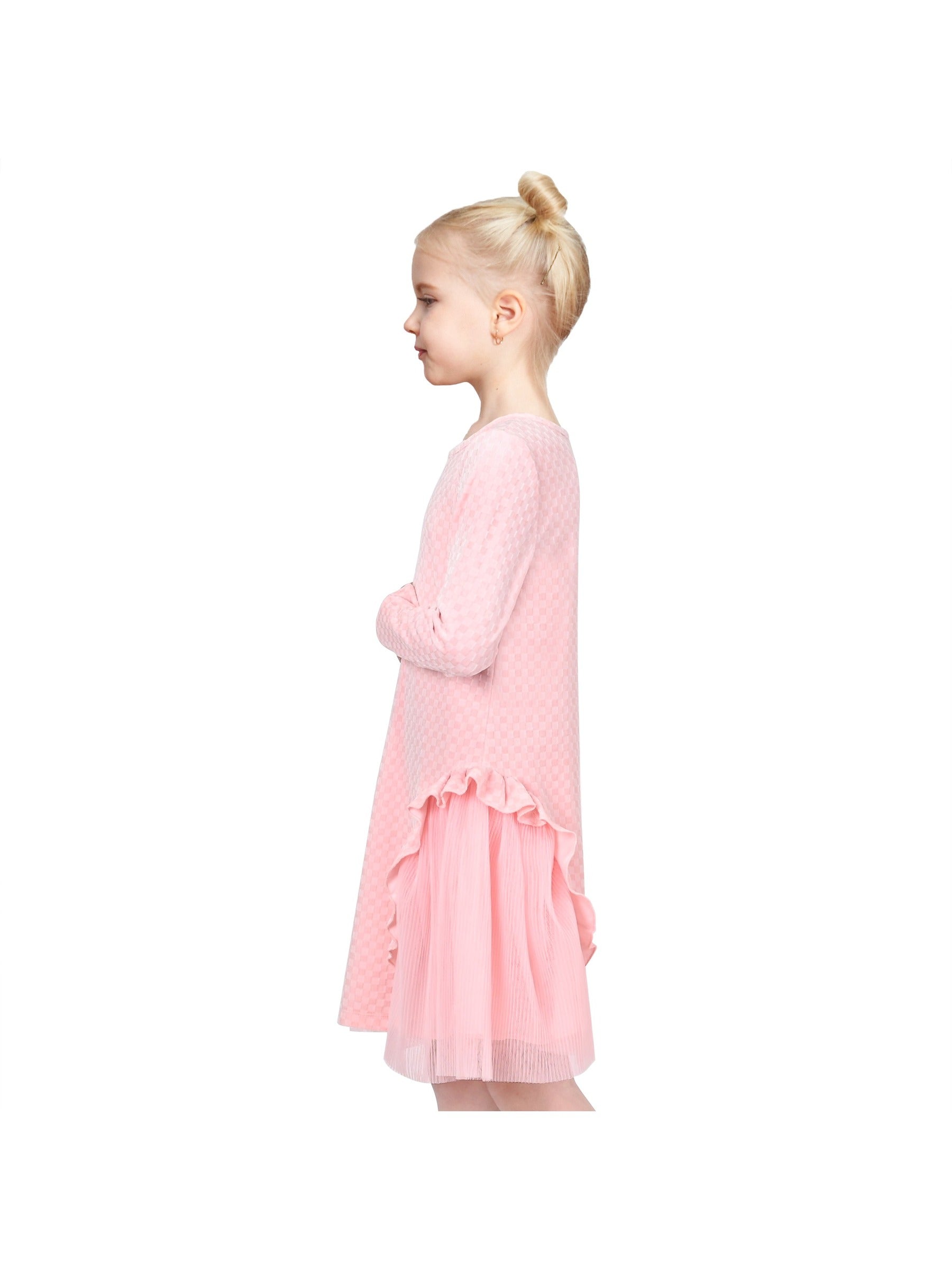 Girls Dress Christmas Santa Reindeer 2-in-1 Top Dress Pink