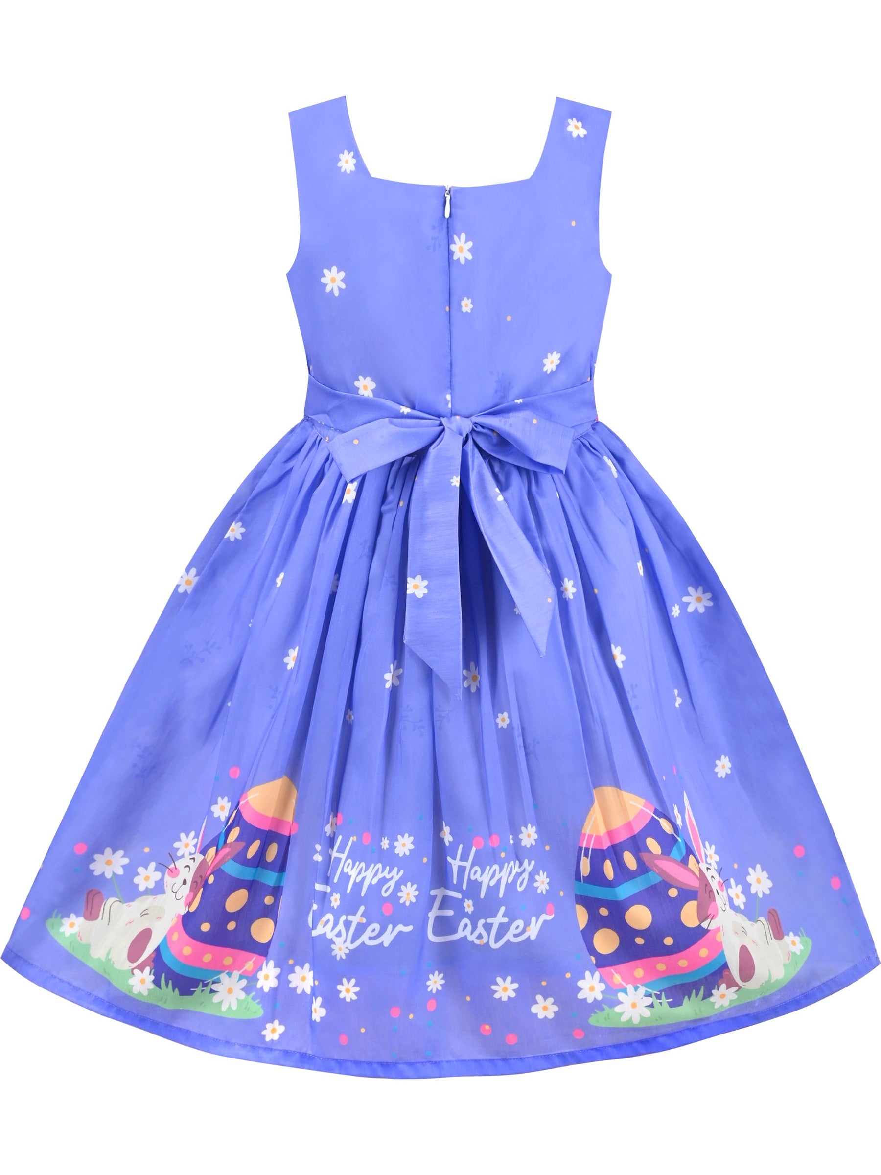 Girls Dress Green Strawberry Floral Zigzag Cute Sleeveless Casual Holiday Blue