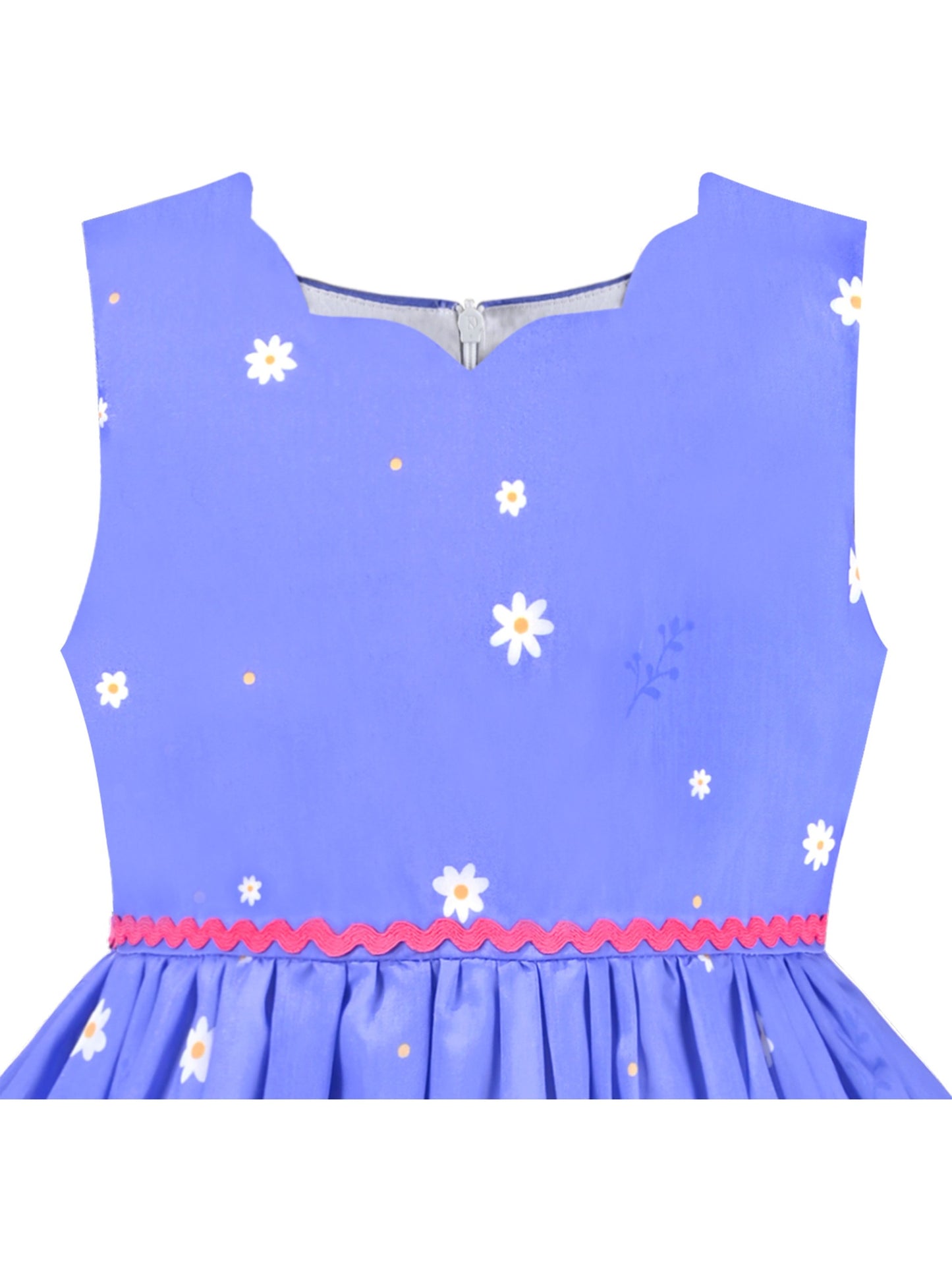 Girls Dress Green Strawberry Floral Zigzag Cute Sleeveless Casual Holiday Blue