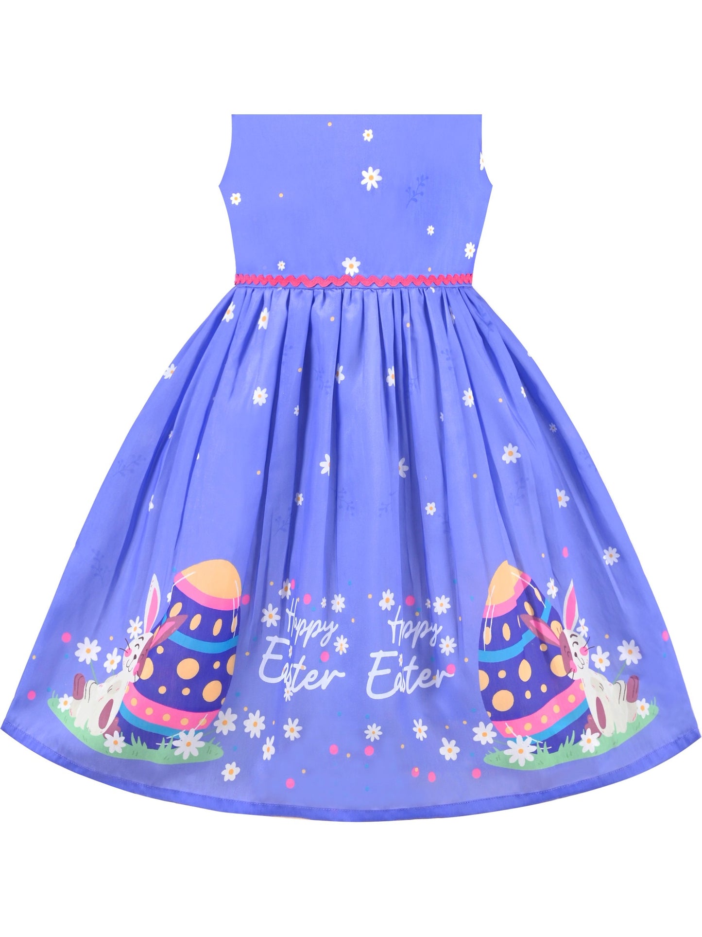 Girls Dress Green Strawberry Floral Zigzag Cute Sleeveless Casual Holiday Blue