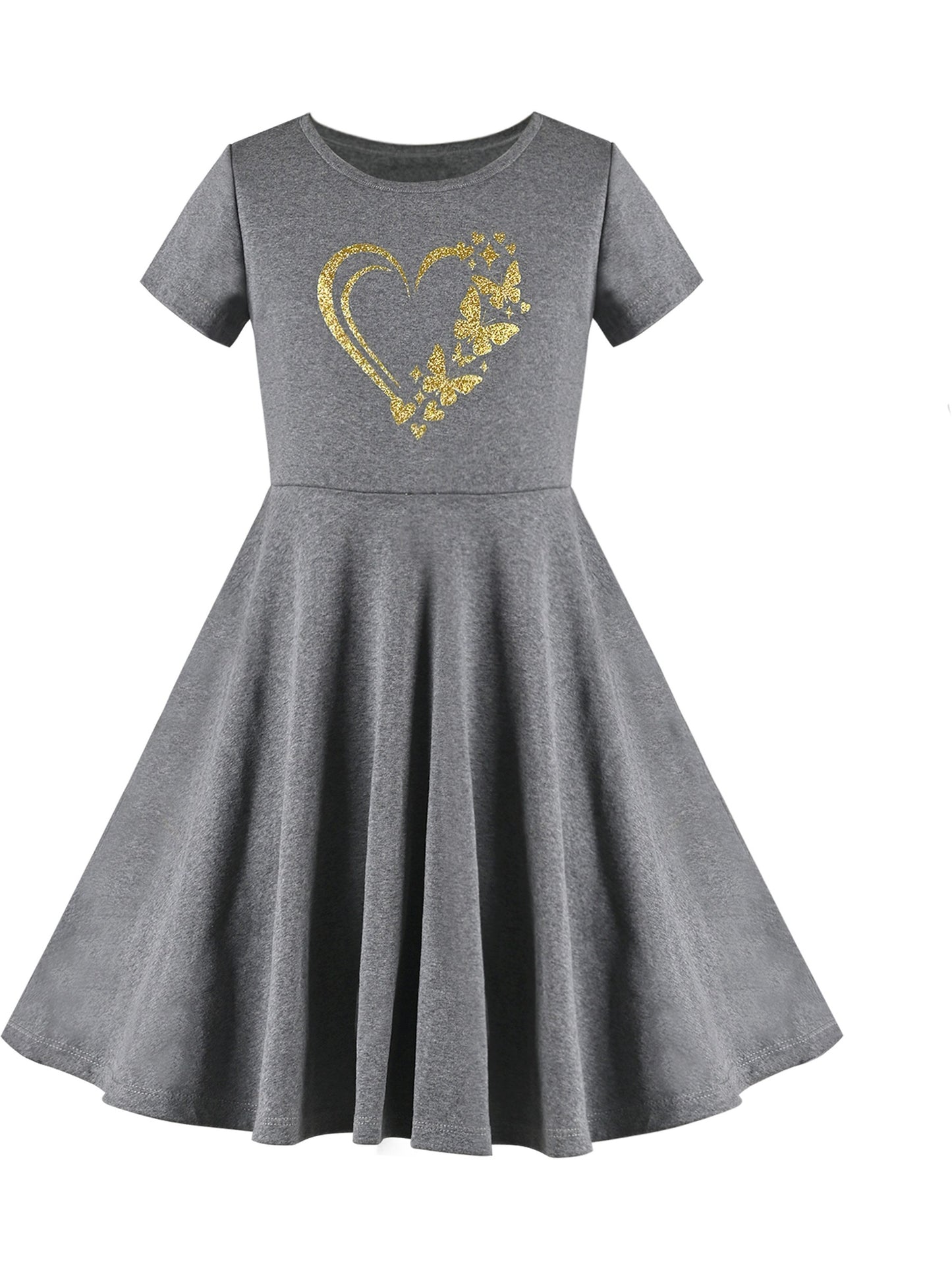 Girls Dress Blue Dot Rabbit Bunny Knitted Cotton Sundress Gray