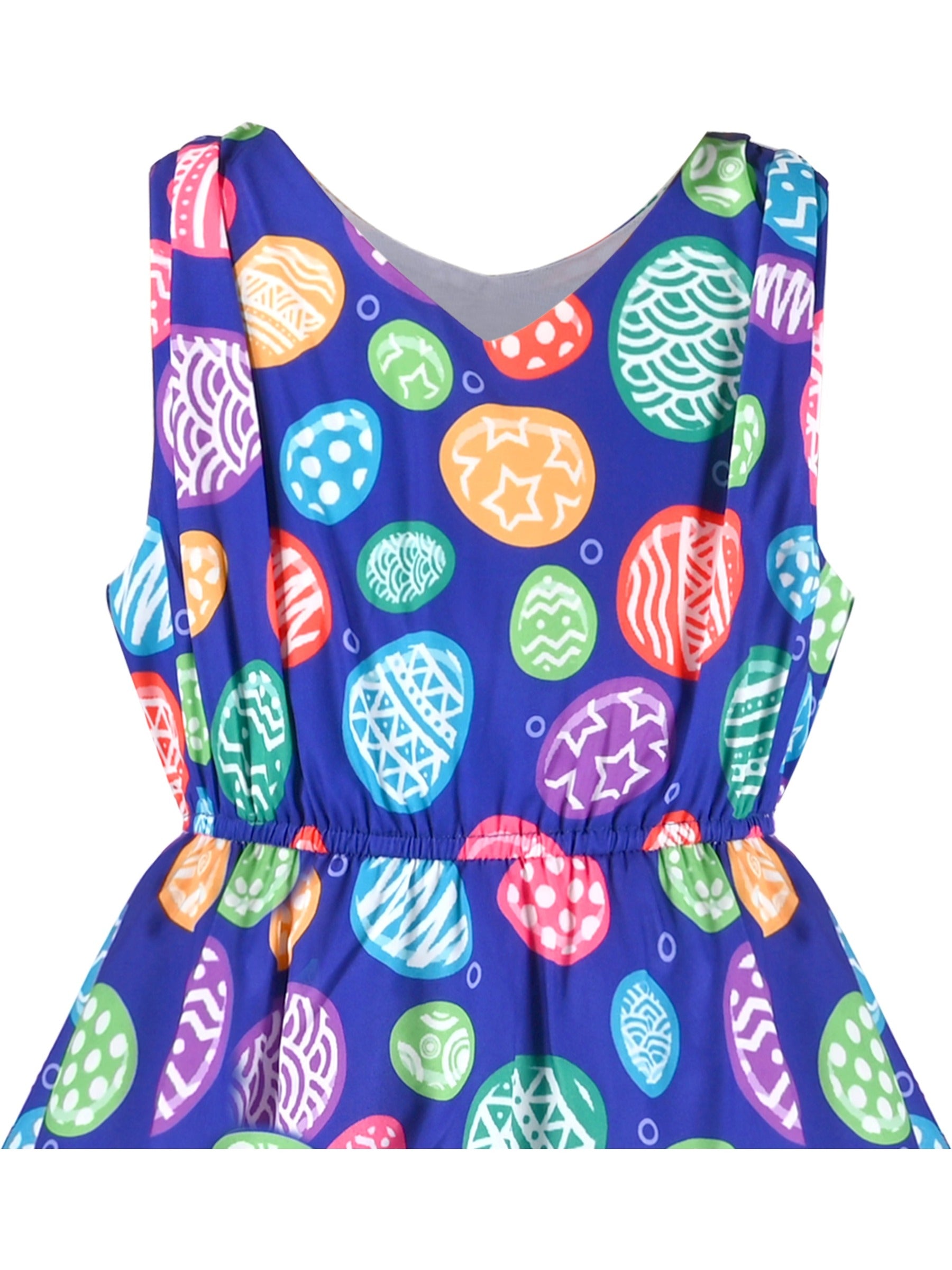 Girls Dress Sunflower Butterfly Hanky Hem Party Beach Necklace Sundress Blue