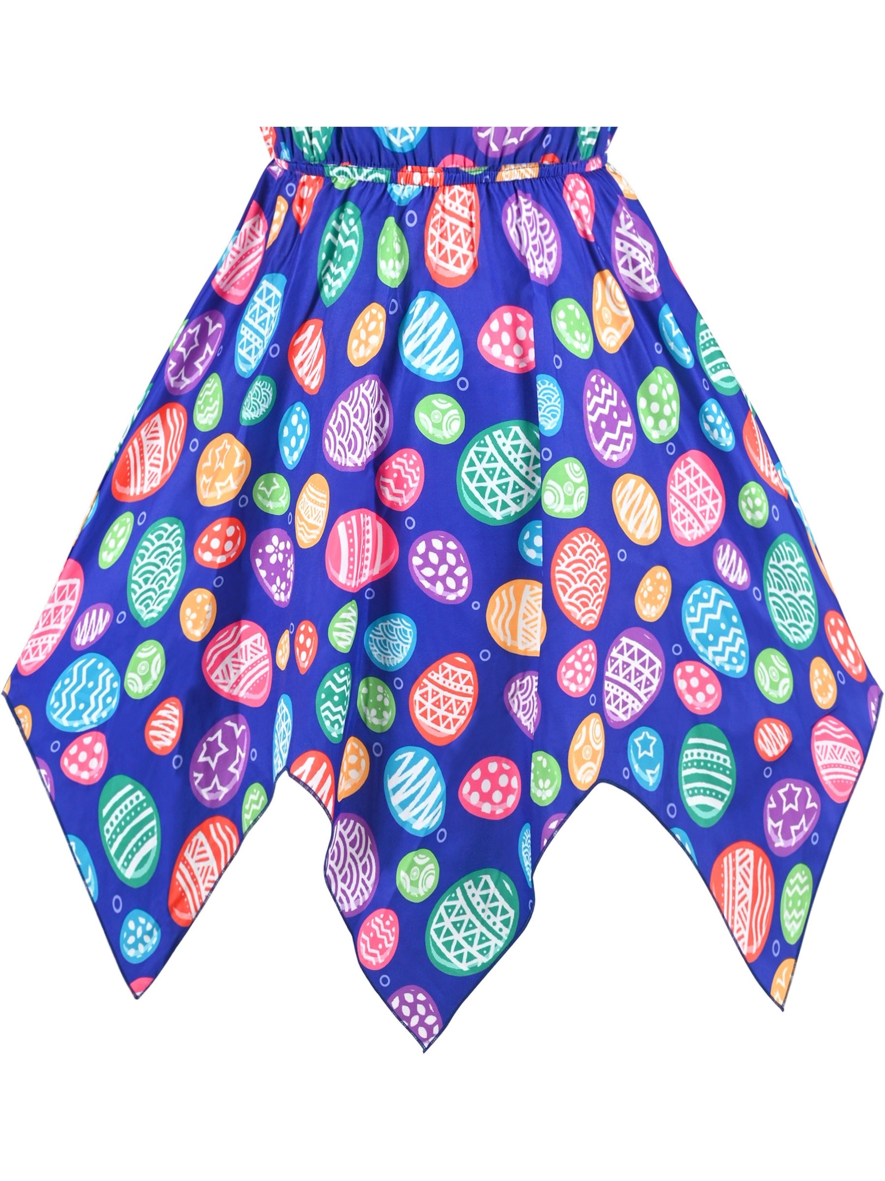 Girls Dress Sunflower Butterfly Hanky Hem Party Beach Necklace Sundress Blue