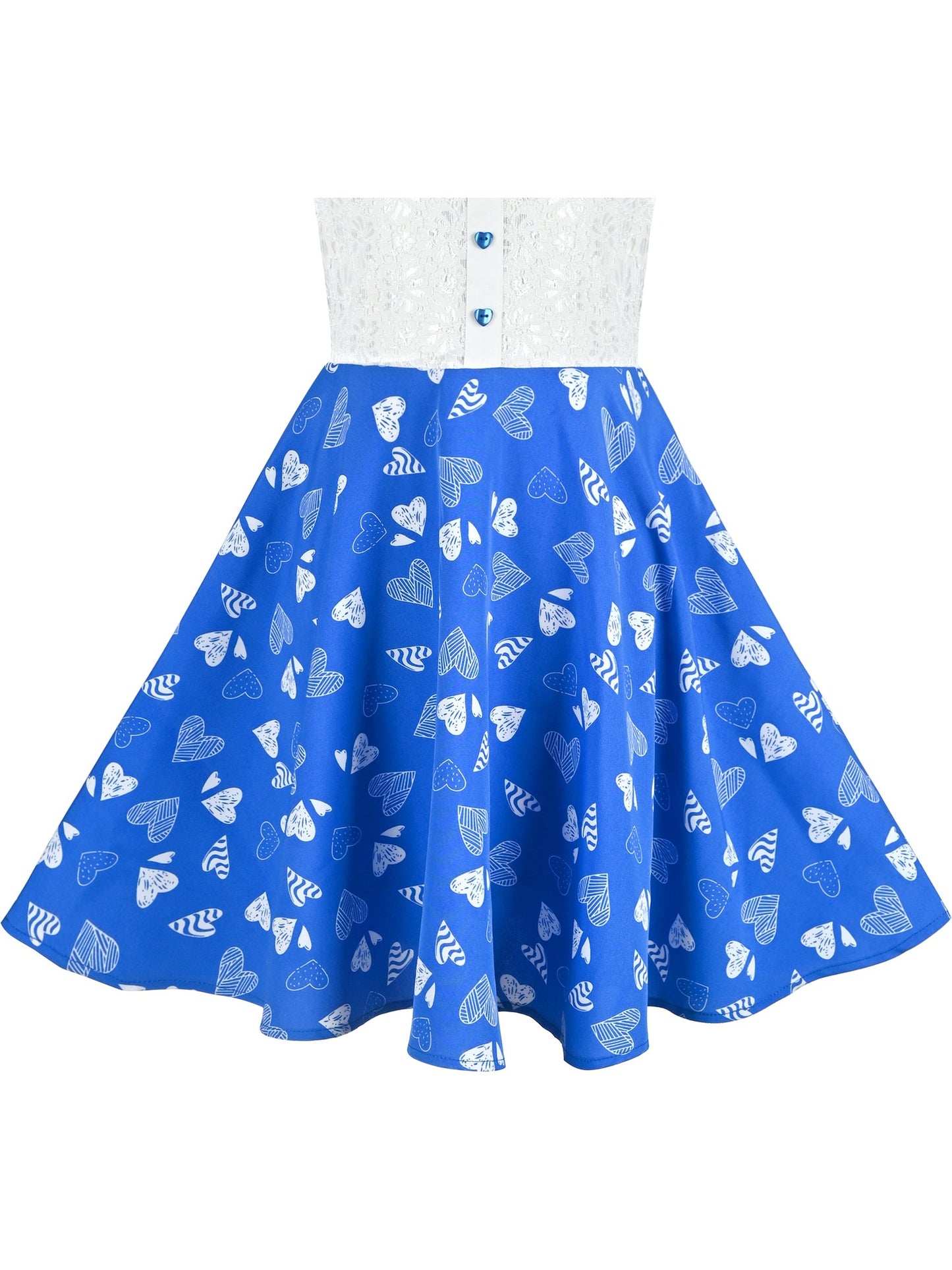 Girls Dress Lace Pearl Plum Blossom Elegant Princess Dress Blue