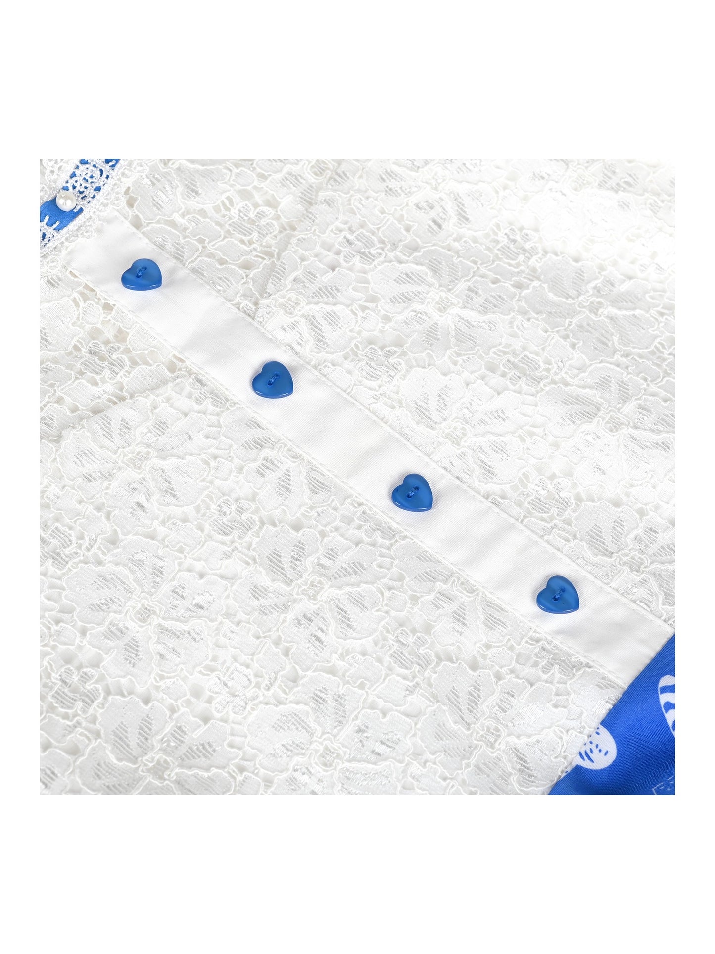 Girls Dress Lace Pearl Plum Blossom Elegant Princess Dress Blue