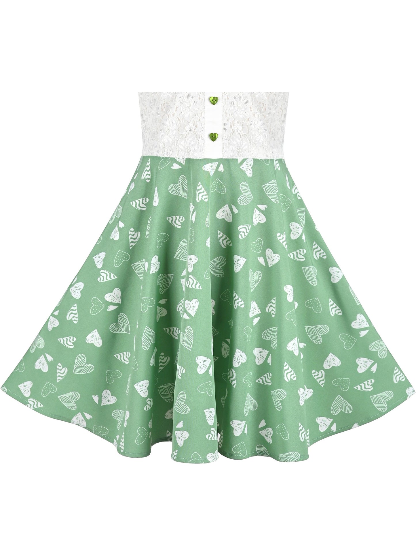 Girls Dress Lace Pearl Plum Blossom Elegant Princess Dress Green