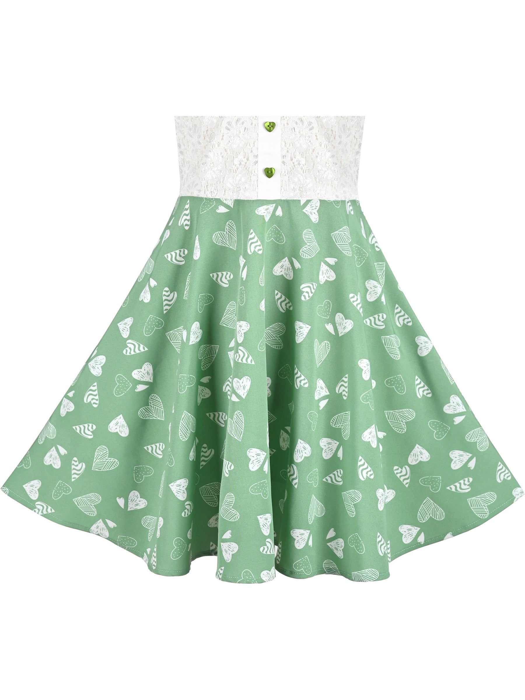 Girls Dress Lace Pearl Plum Blossom Elegant Princess Dress Green