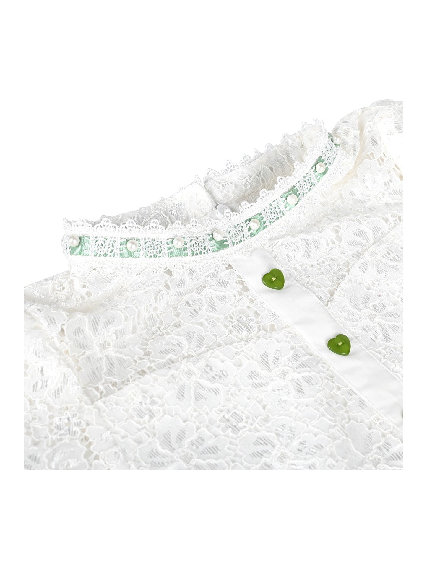 Girls Dress Lace Pearl Plum Blossom Elegant Princess Dress Green