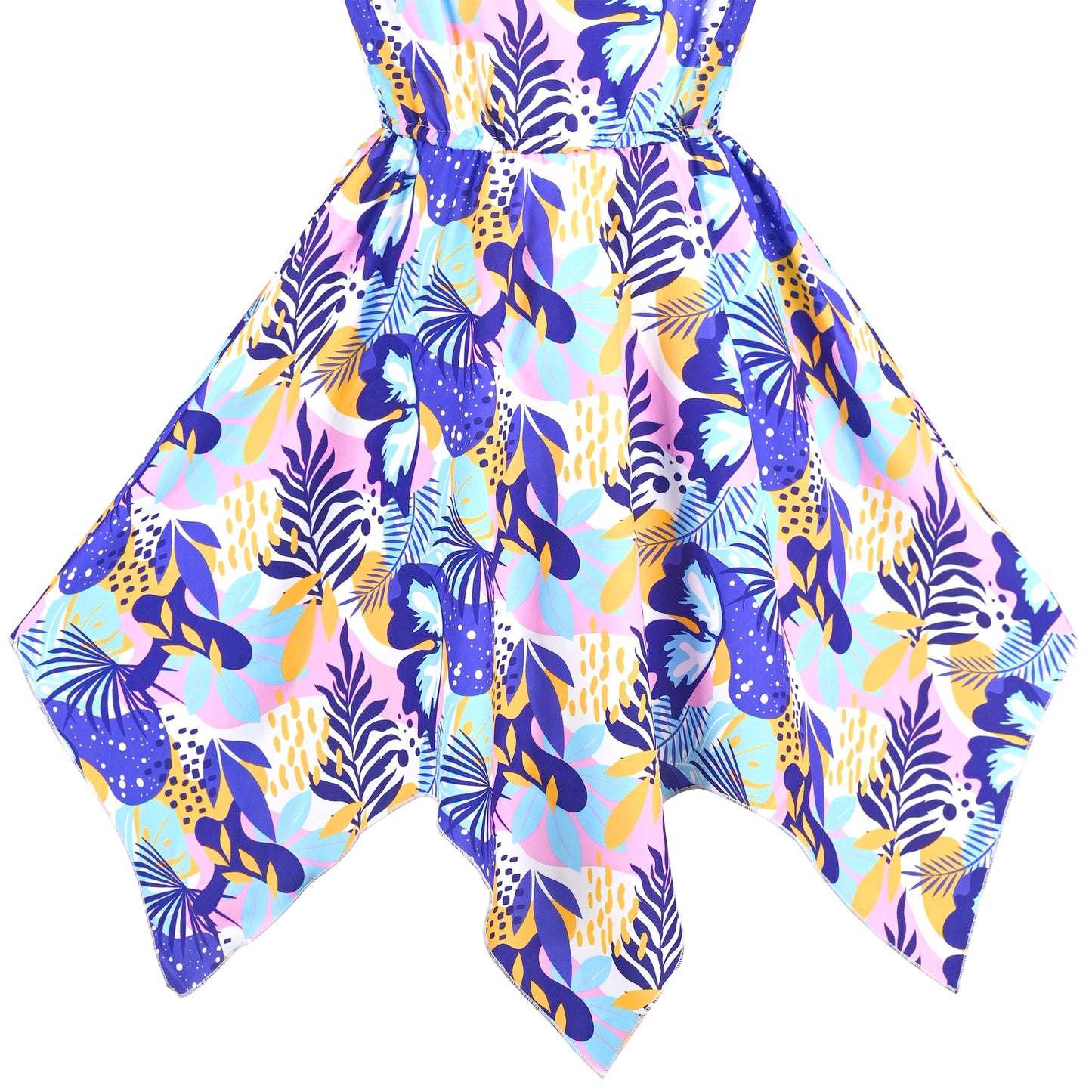 Girls Dress Sunflower Butterfly Hanky Hem Party Beach Necklace Sundress Purple