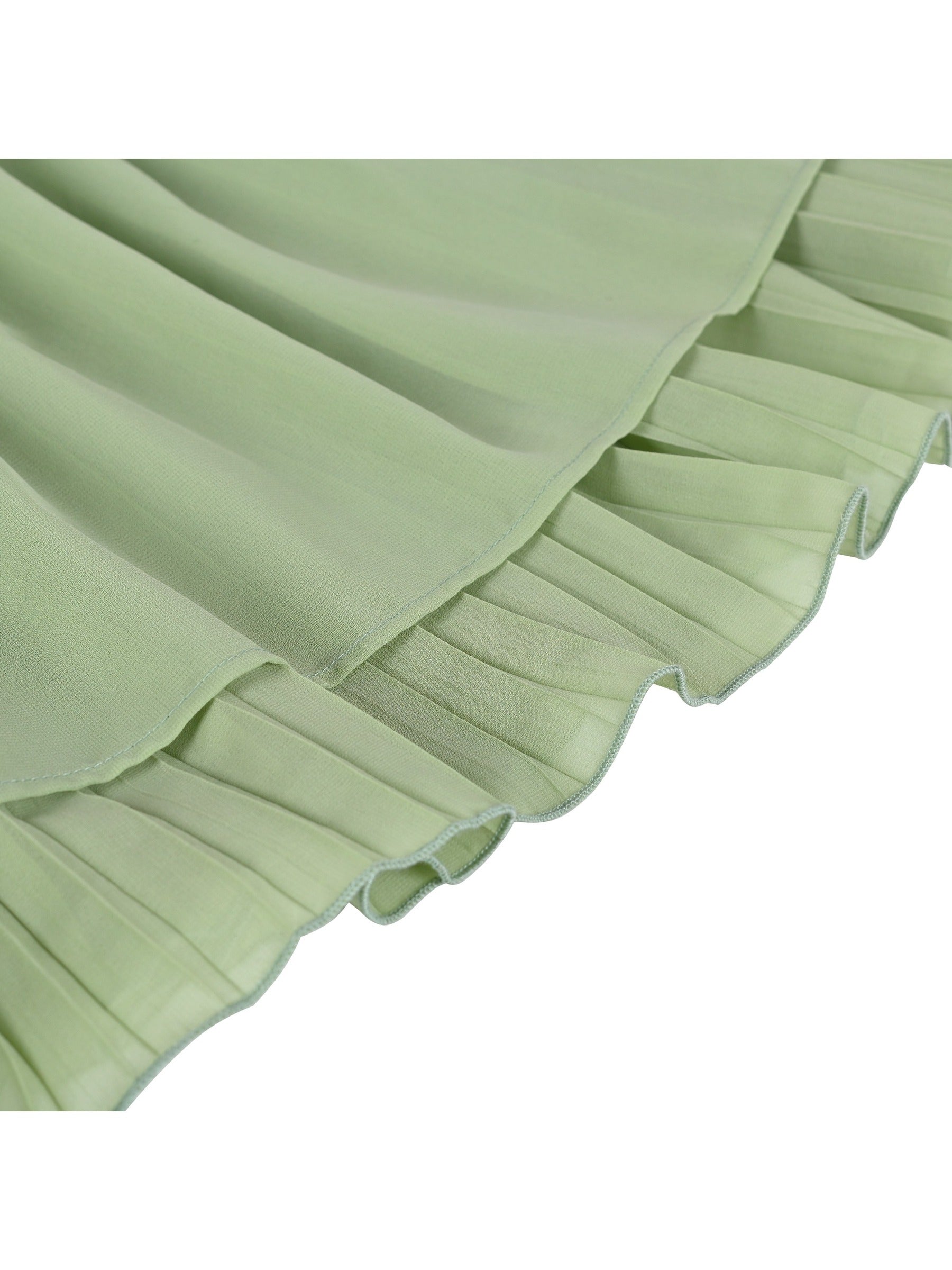 Girls Dress Coffee Halter Princess Lace Pleated Party Wedding Pageant Green