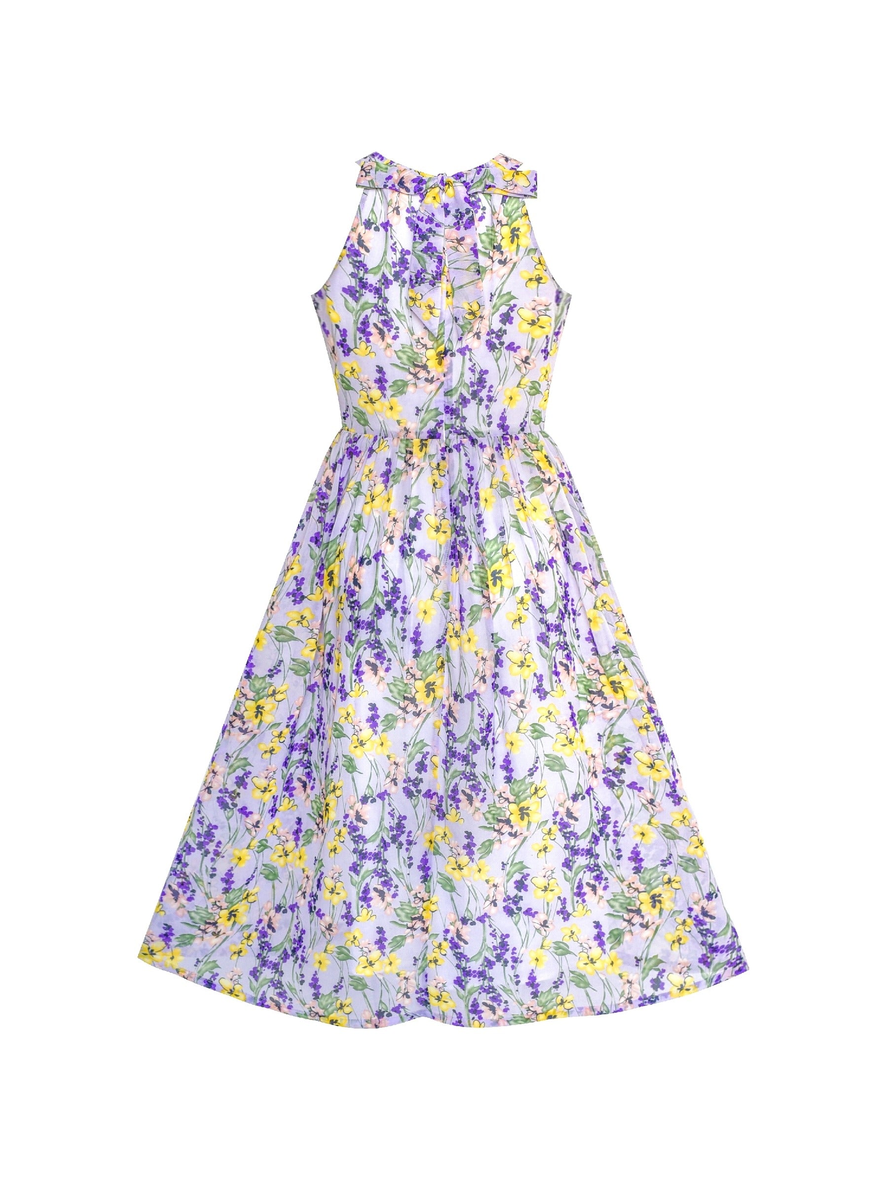 Women's Halter Purple Floral Printed Maxi Casual Party Dress Purple
