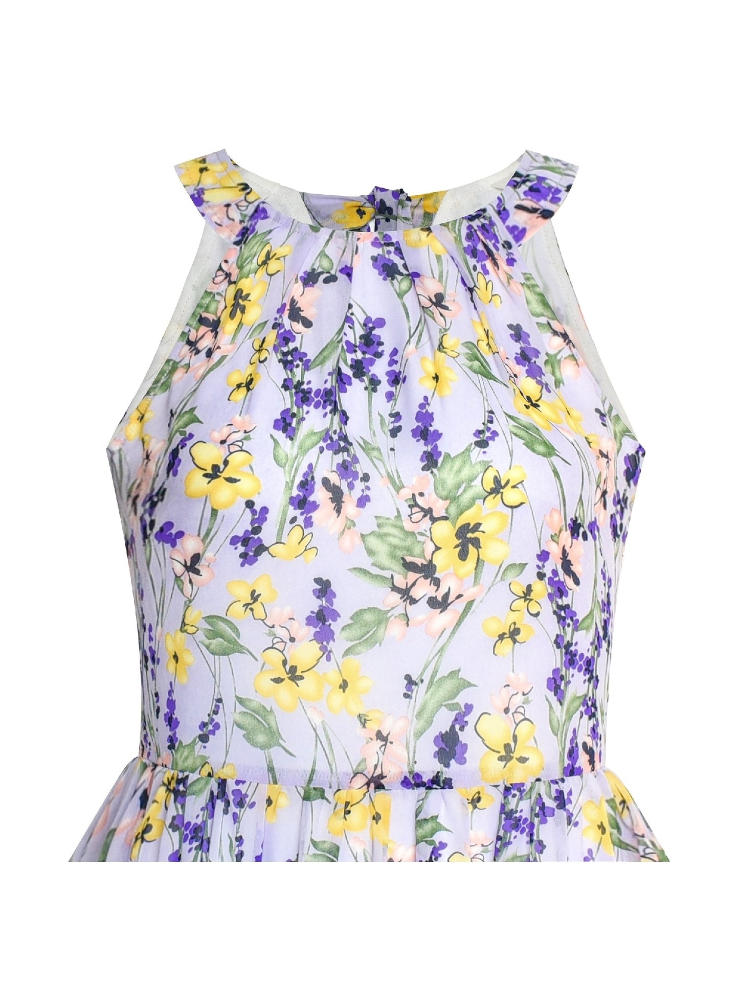 Women's Halter Purple Floral Printed Maxi Casual Party Dress Purple