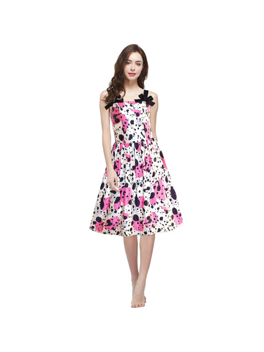 Women's Painting Flower Design Vintage Casual Party Cocktail Dress Pink