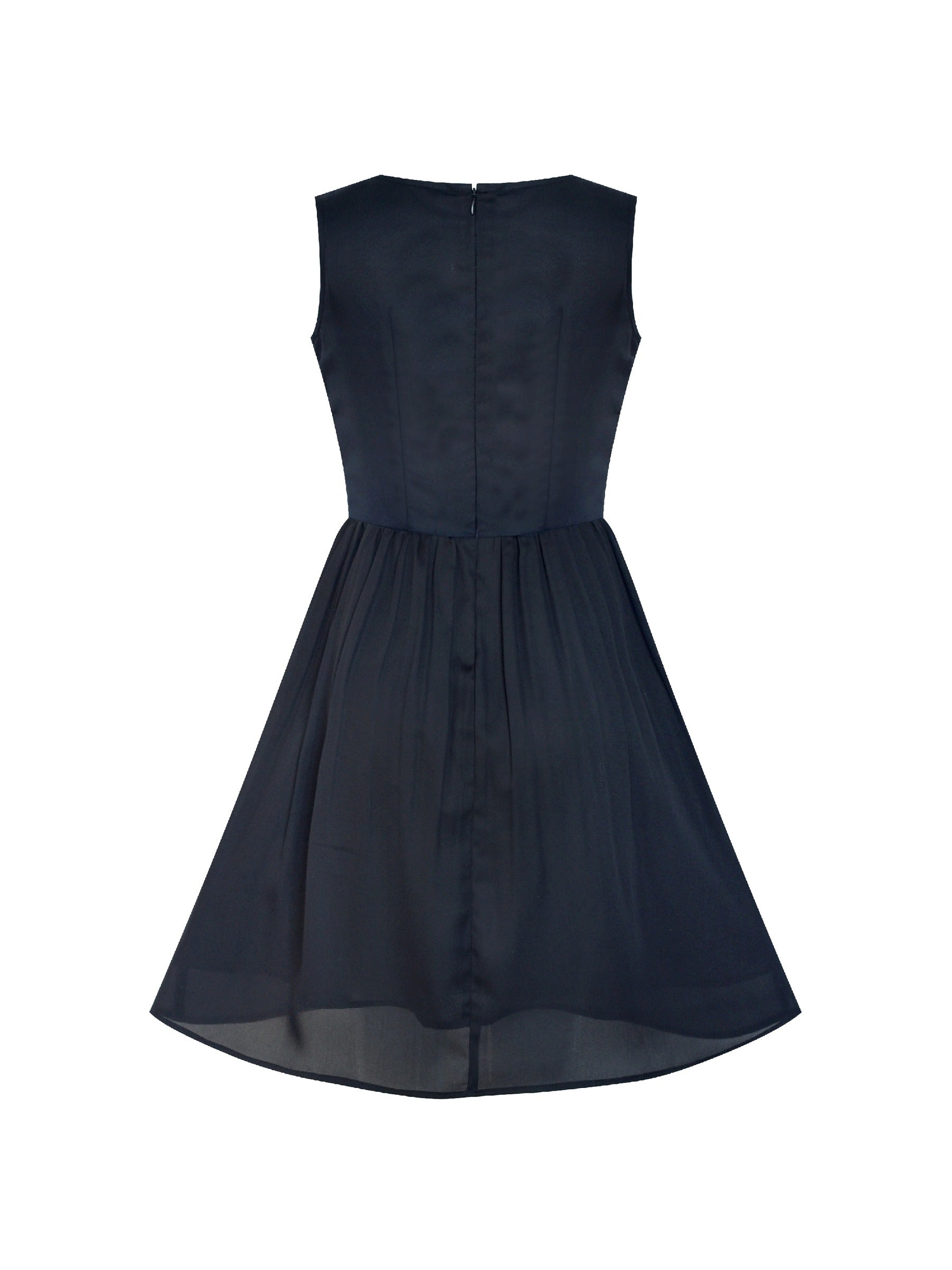 Women Sleeveless Sequin Sexy Chiffon Black Party Dress Black