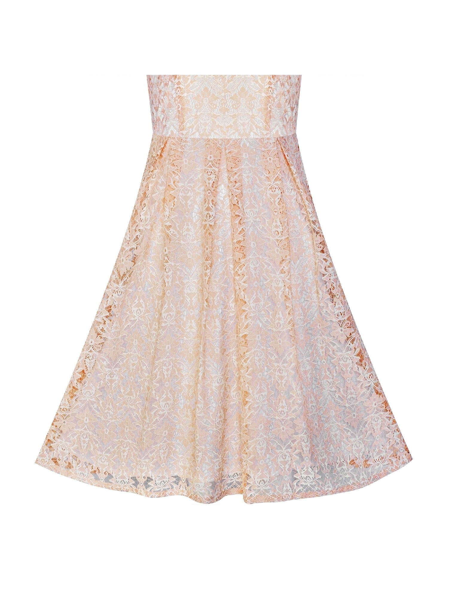 Women Beige Lace 3/4 Sleeve Vintage Casual Party Dress Pink