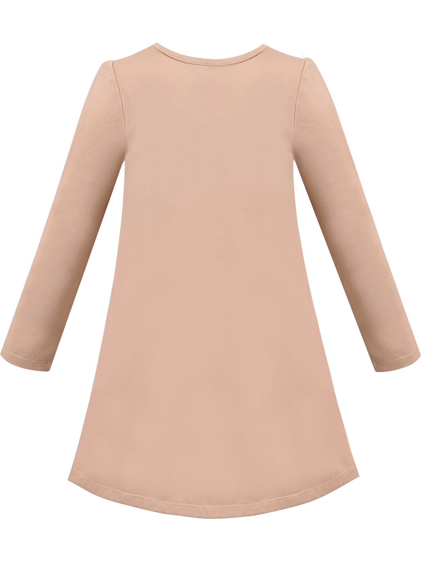 Girls Dress Christmas Santa Pink Cotton Long Sleeve Brown