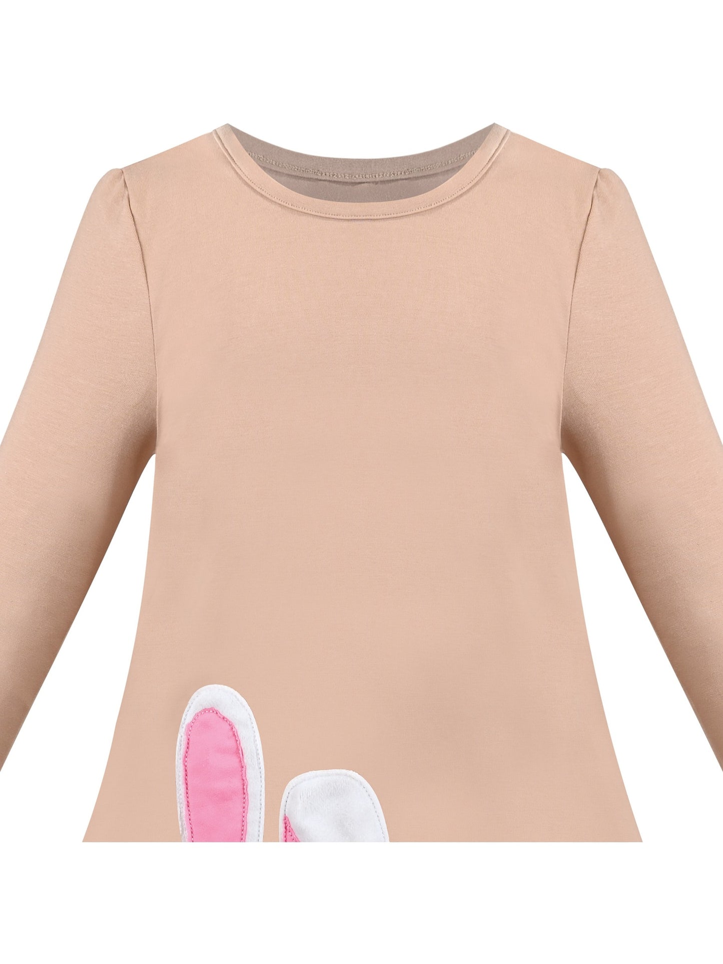 Girls Dress Christmas Santa Pink Cotton Long Sleeve Brown