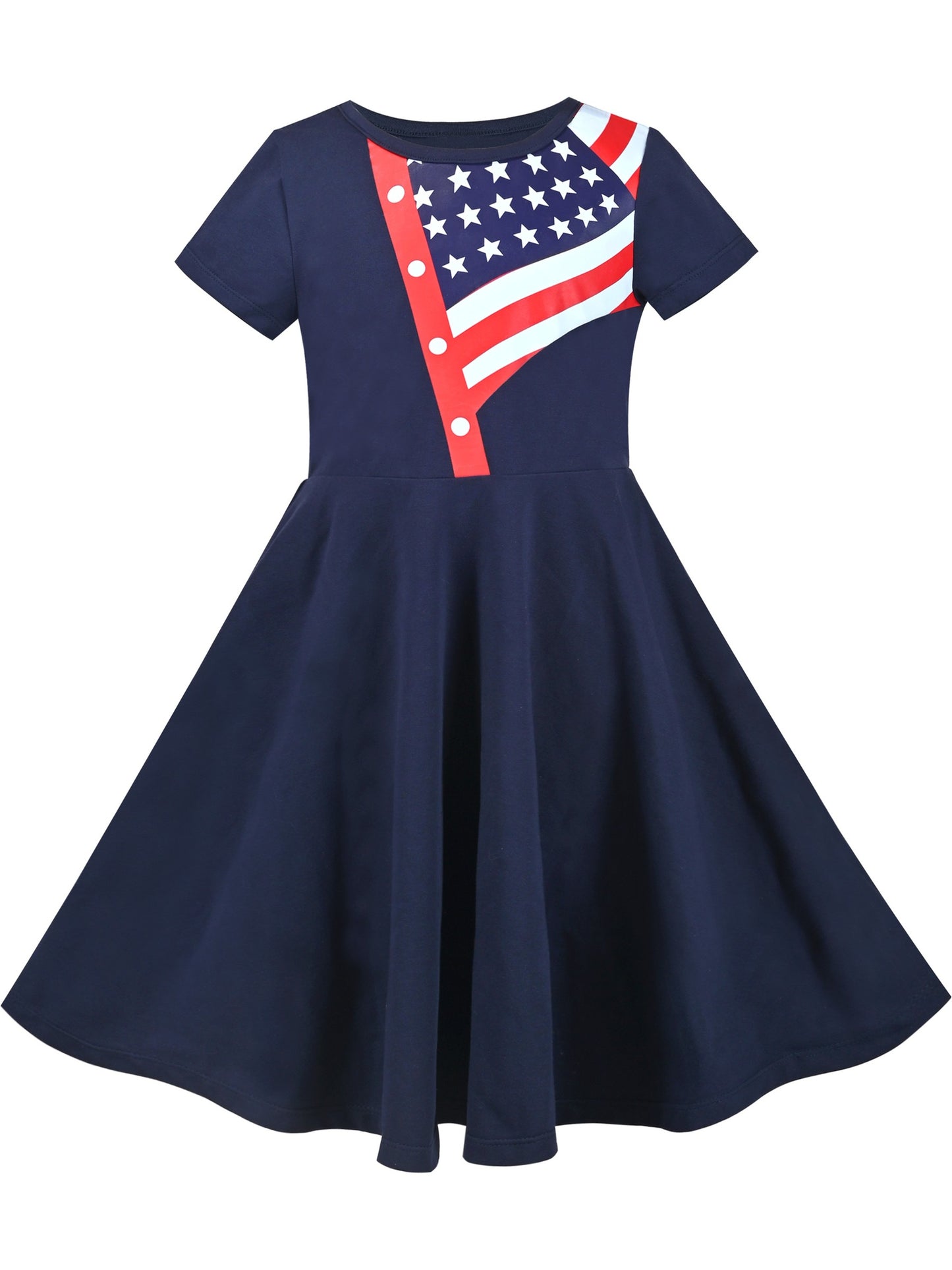Girls Dress Blue Dot Rabbit Bunny Knitted Cotton Sundress Blue