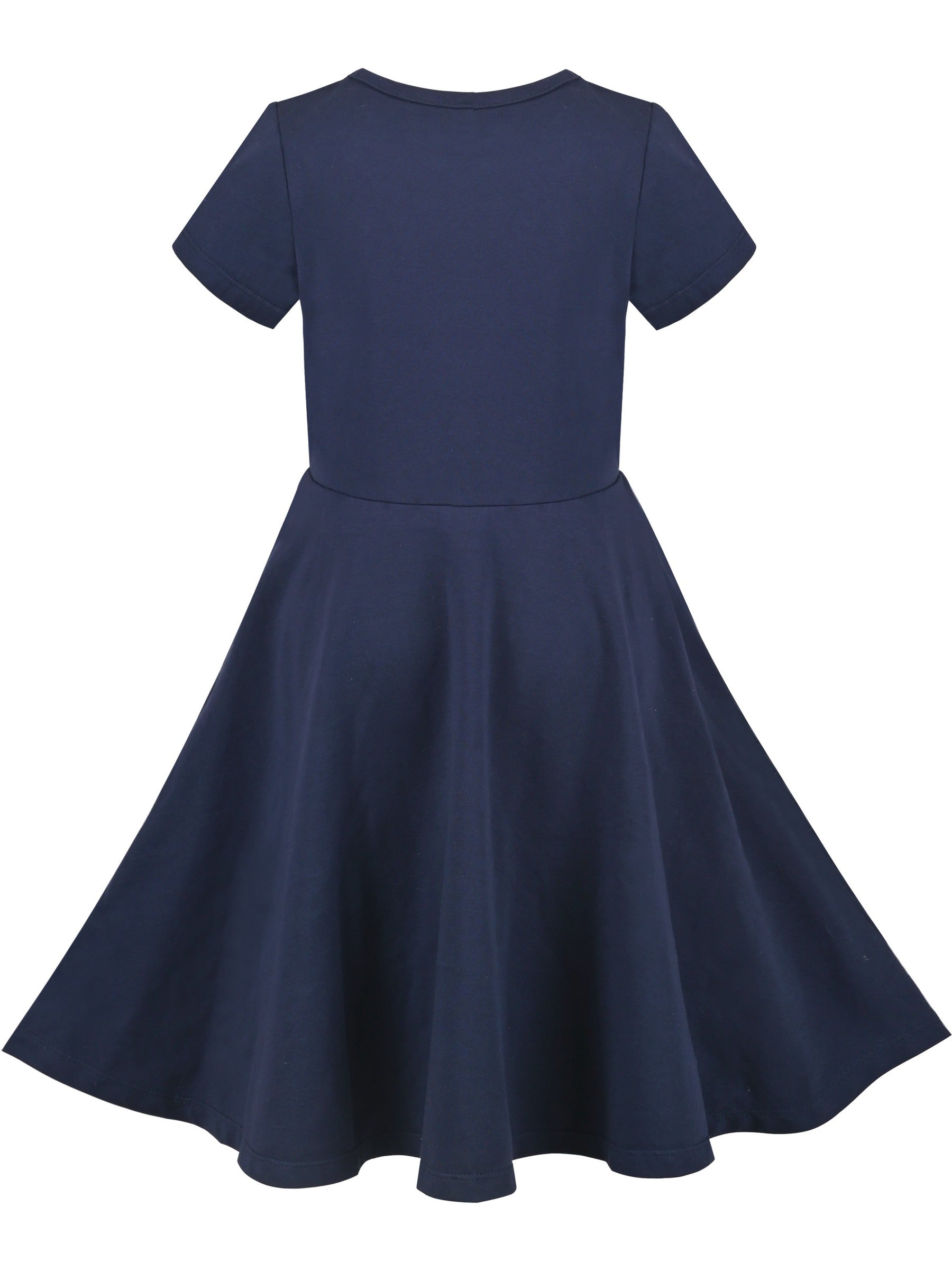 Girls Dress Blue Dot Rabbit Bunny Knitted Cotton Sundress Blue