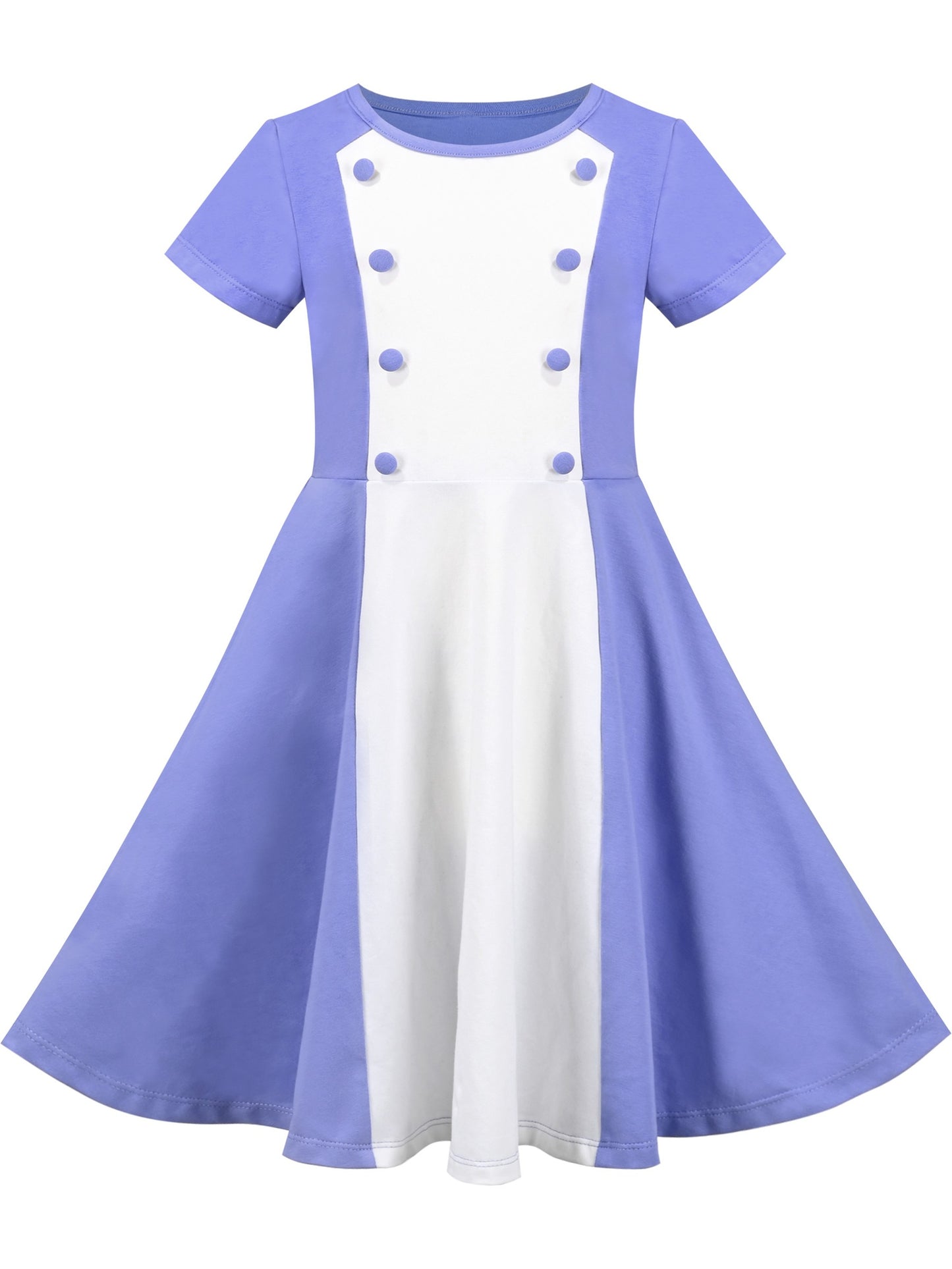 Girls Dress Blue Dot Rabbit Bunny Knitted Cotton Sundress Blue