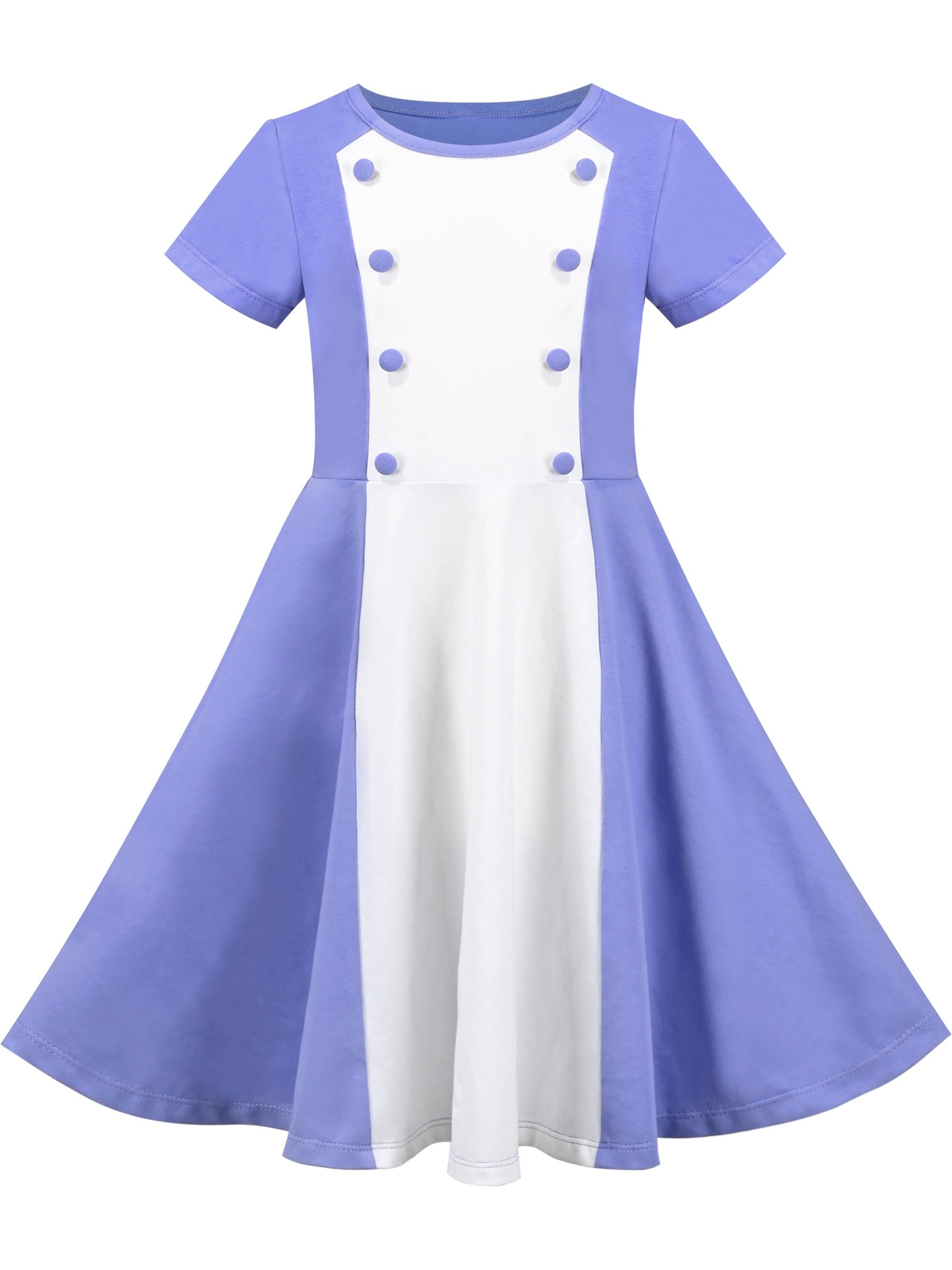 Girls Dress Blue Dot Rabbit Bunny Knitted Cotton Sundress Blue