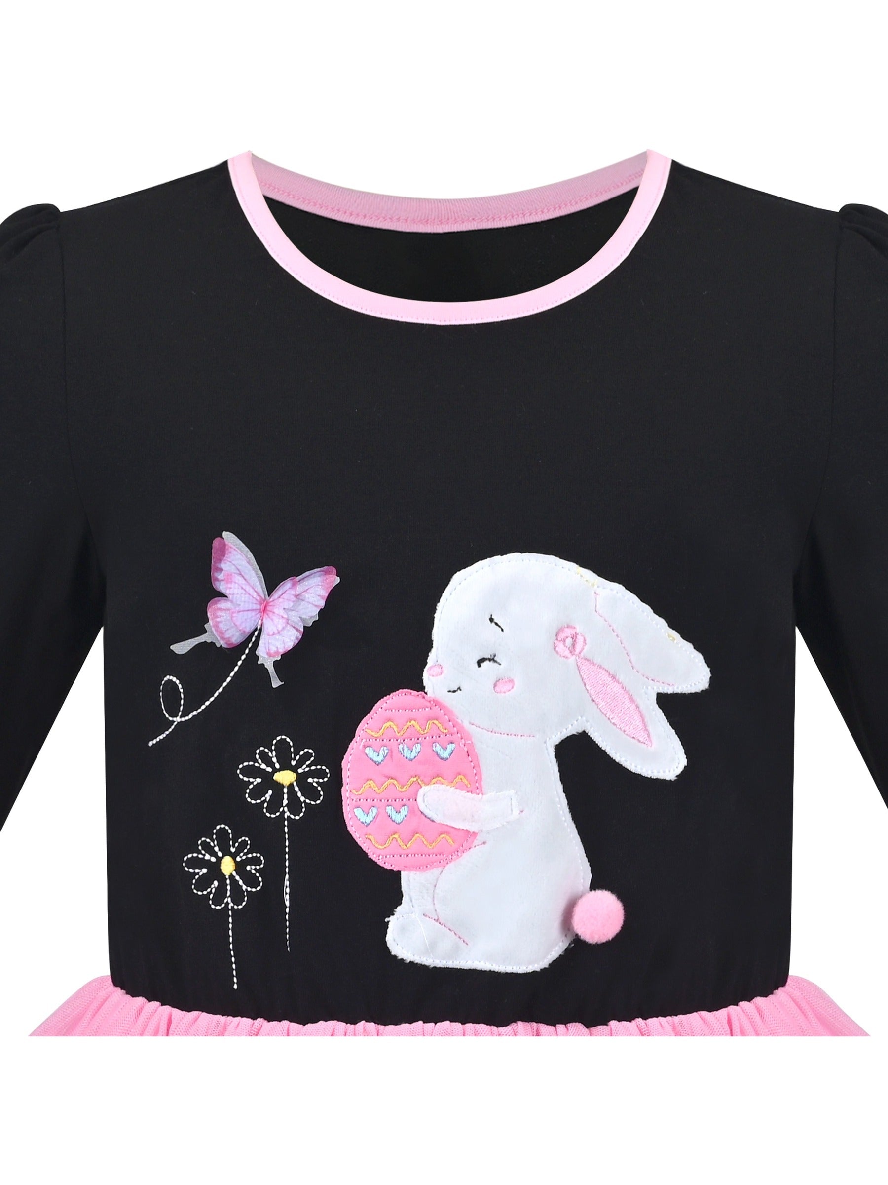 Girls Dress Sequin Stripe Ruffle Fairy Rainbow Colorful Long Sleeve Pink