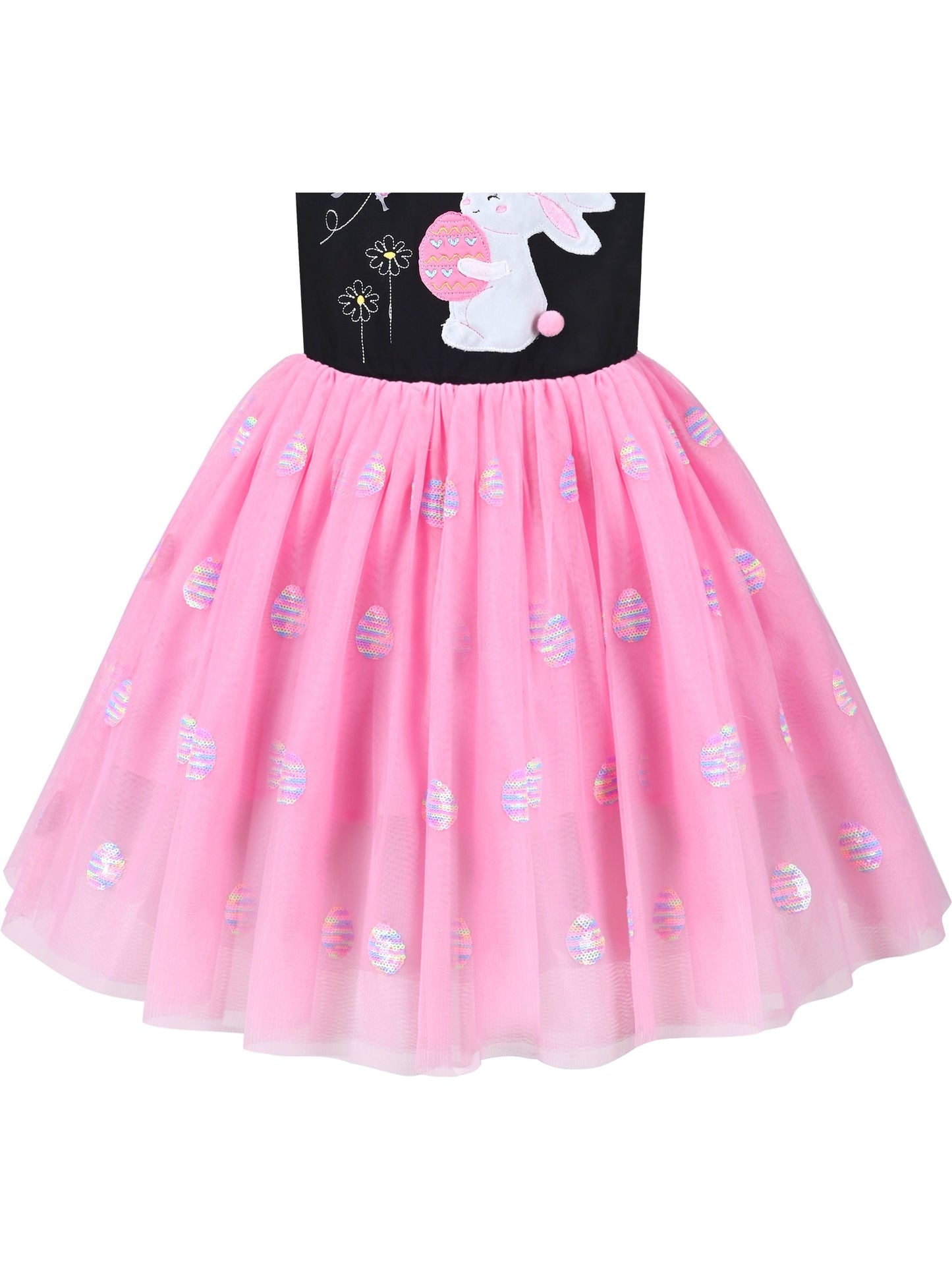 Girls Dress Sequin Stripe Ruffle Fairy Rainbow Colorful Long Sleeve Pink